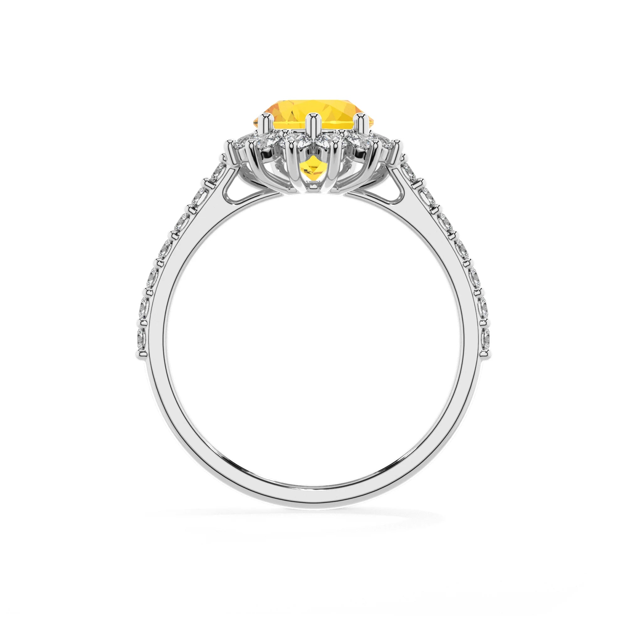 lab grown yellow-sapphire pear solitaire rings in sterling silver 