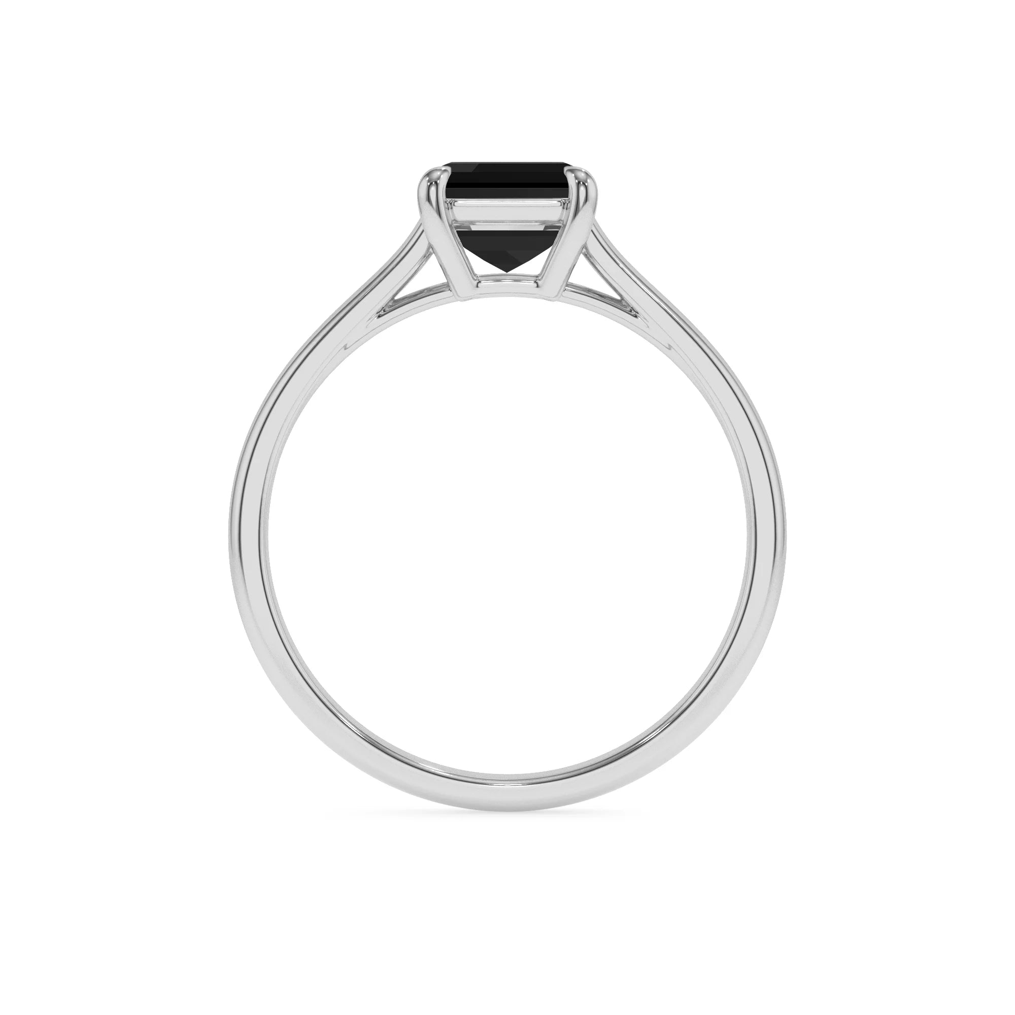 natural black-onyx emerald cut solitaire rings in white gold 