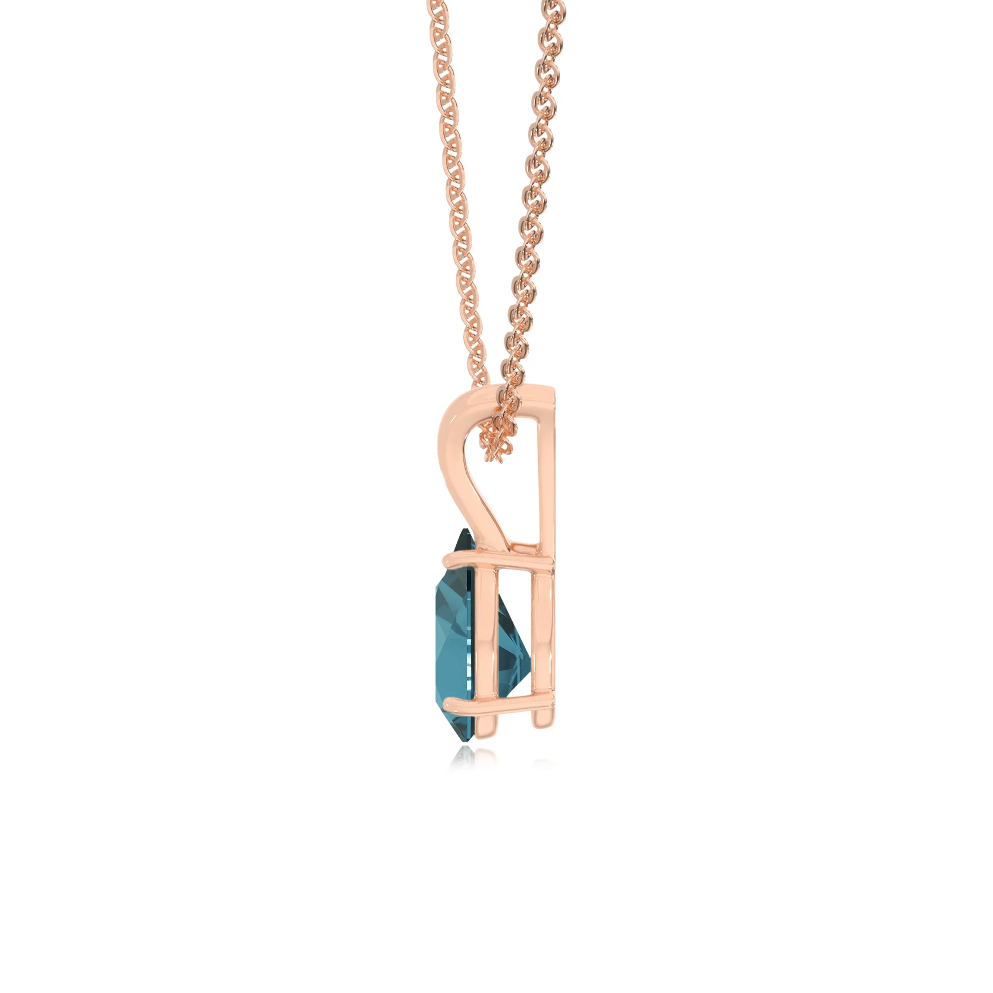 natural london-blue-topaz pear solitaire v-bale necklaces in rose gold 
