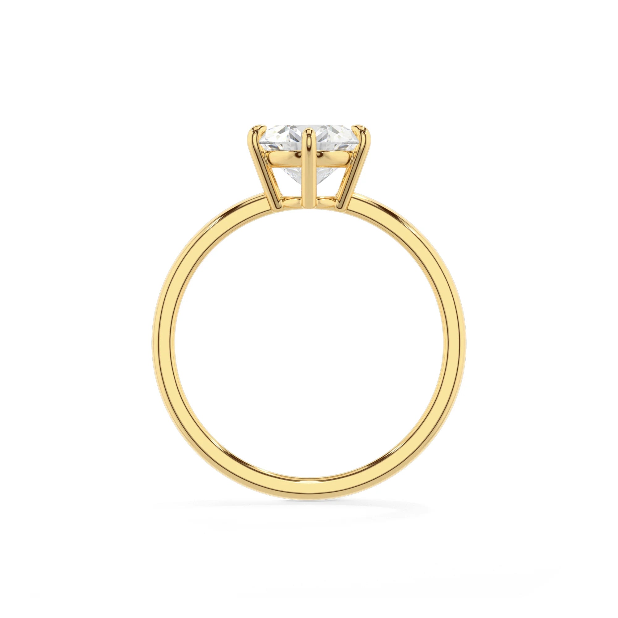 lab grown moissanite oval solitaire rings in yellow gold 