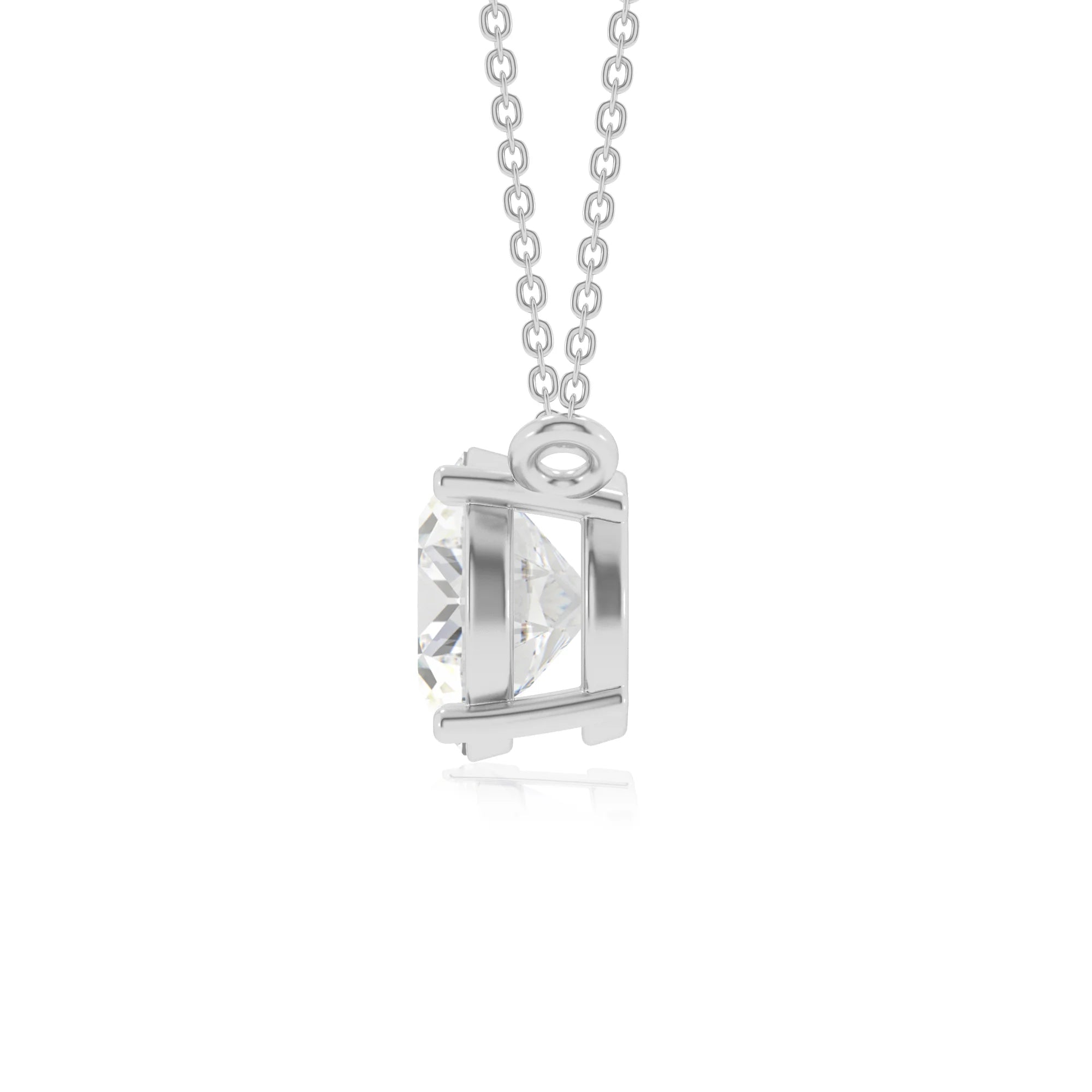 lab grown moissanite round solitaire necklaces in white gold 