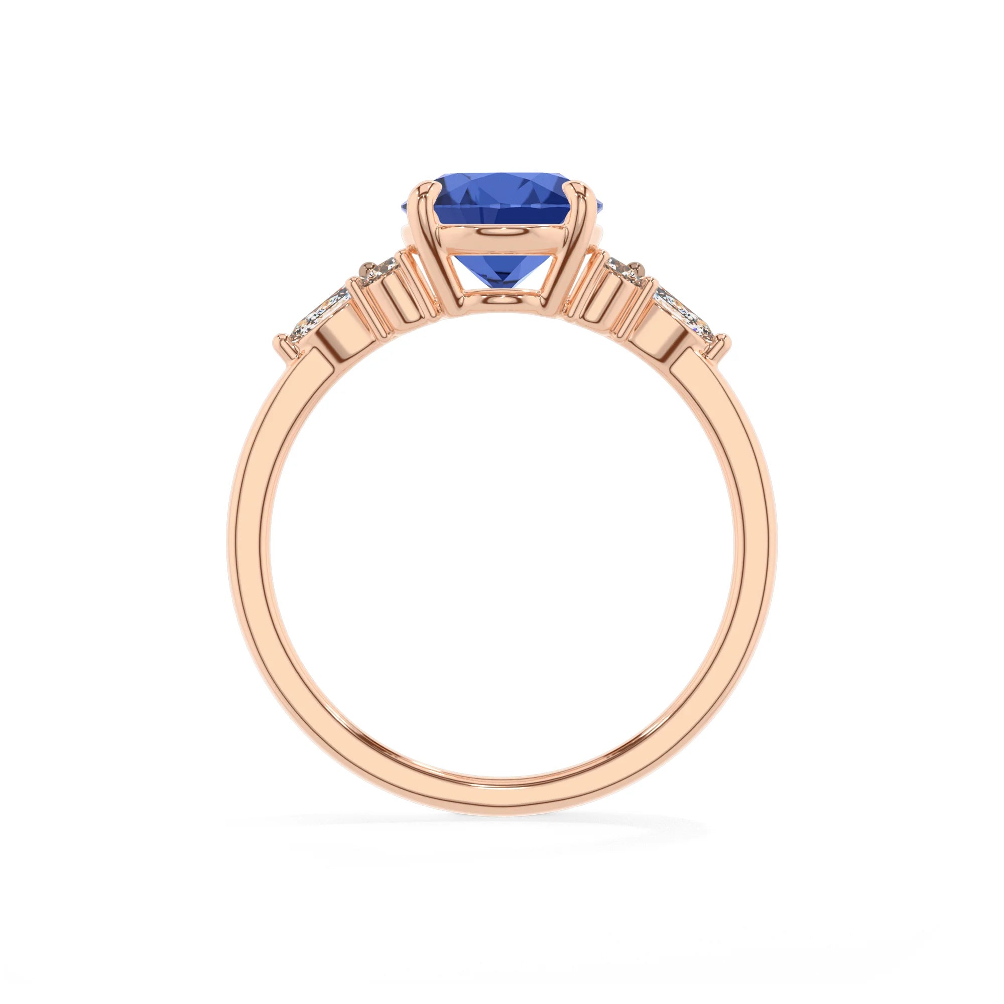 lab grown blue-sapphire oval solitaire rings in rose gold 