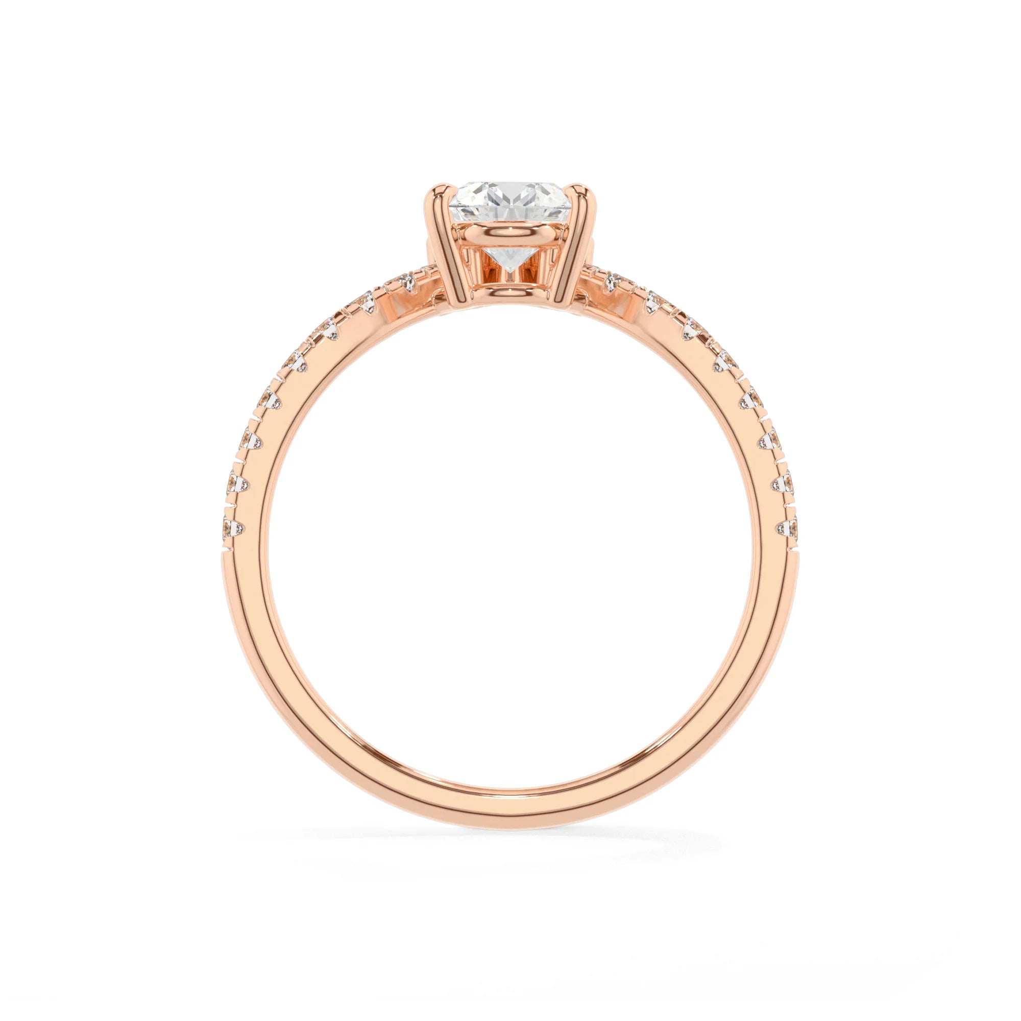 lab grown moissanite pear solitaire rings in rose gold 