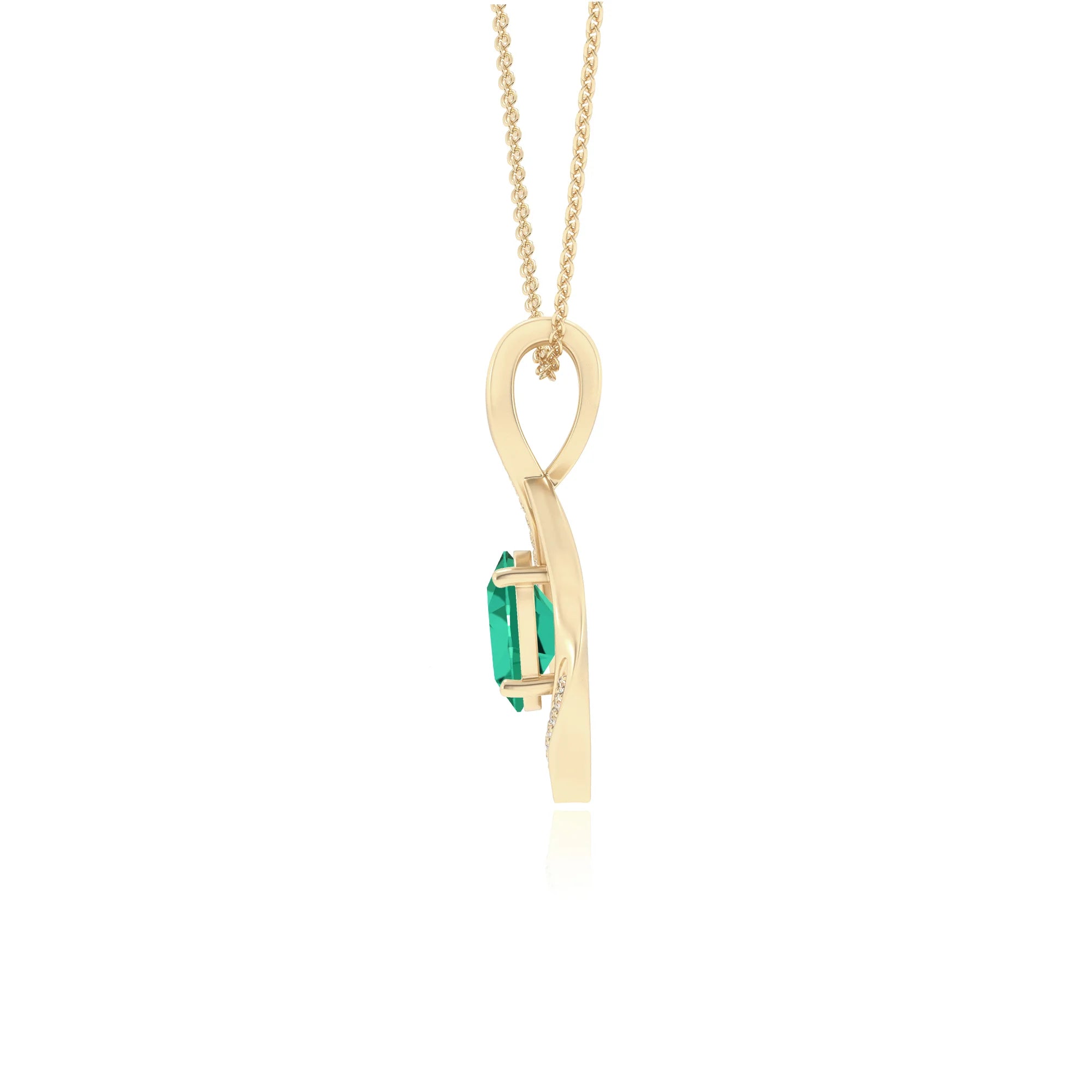 lab grown emerald oval solitaire necklaces in yellow gold 