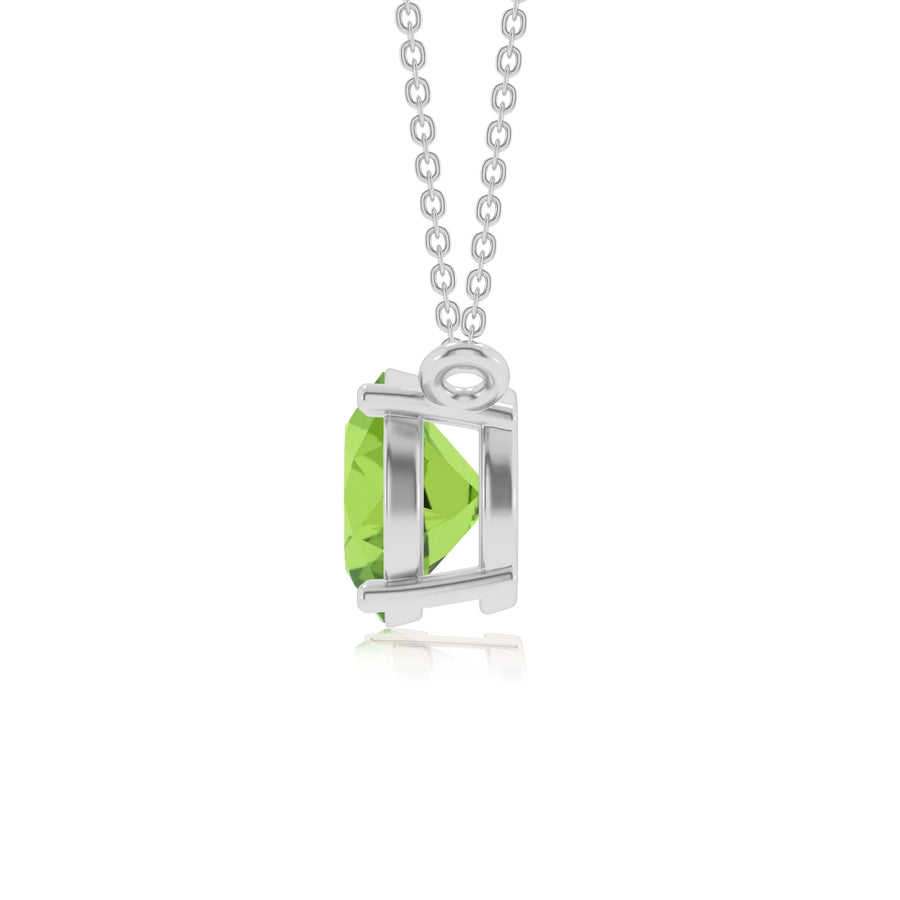 natural peridot round solitaire necklaces in platinum 