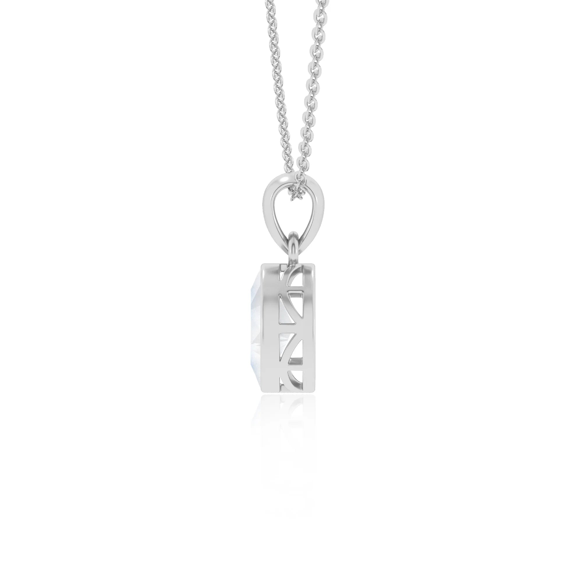 natural rainbow-moonstone oval solitaire necklaces in platinum 
