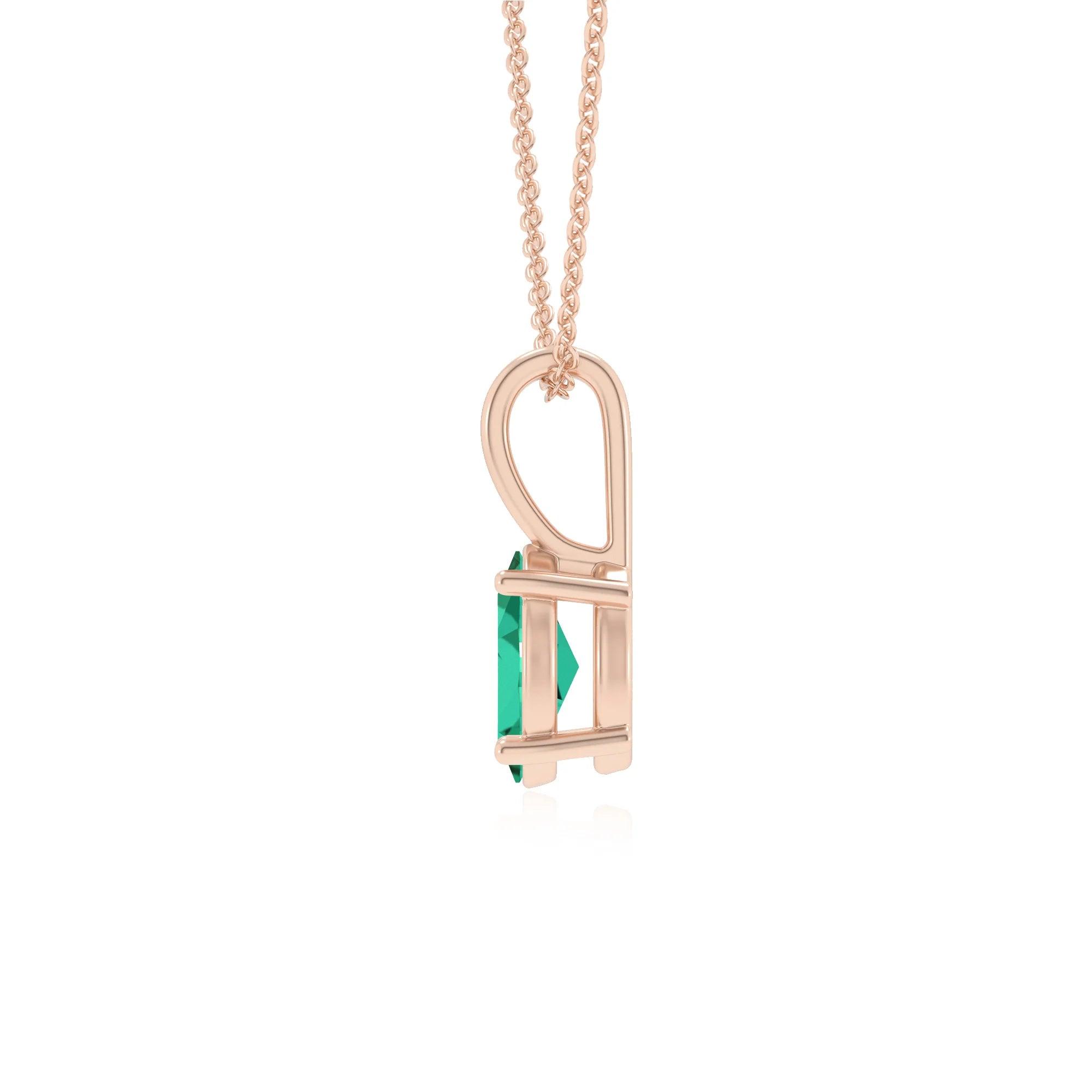 lab grown emerald oval solitaire necklaces in rose gold 
