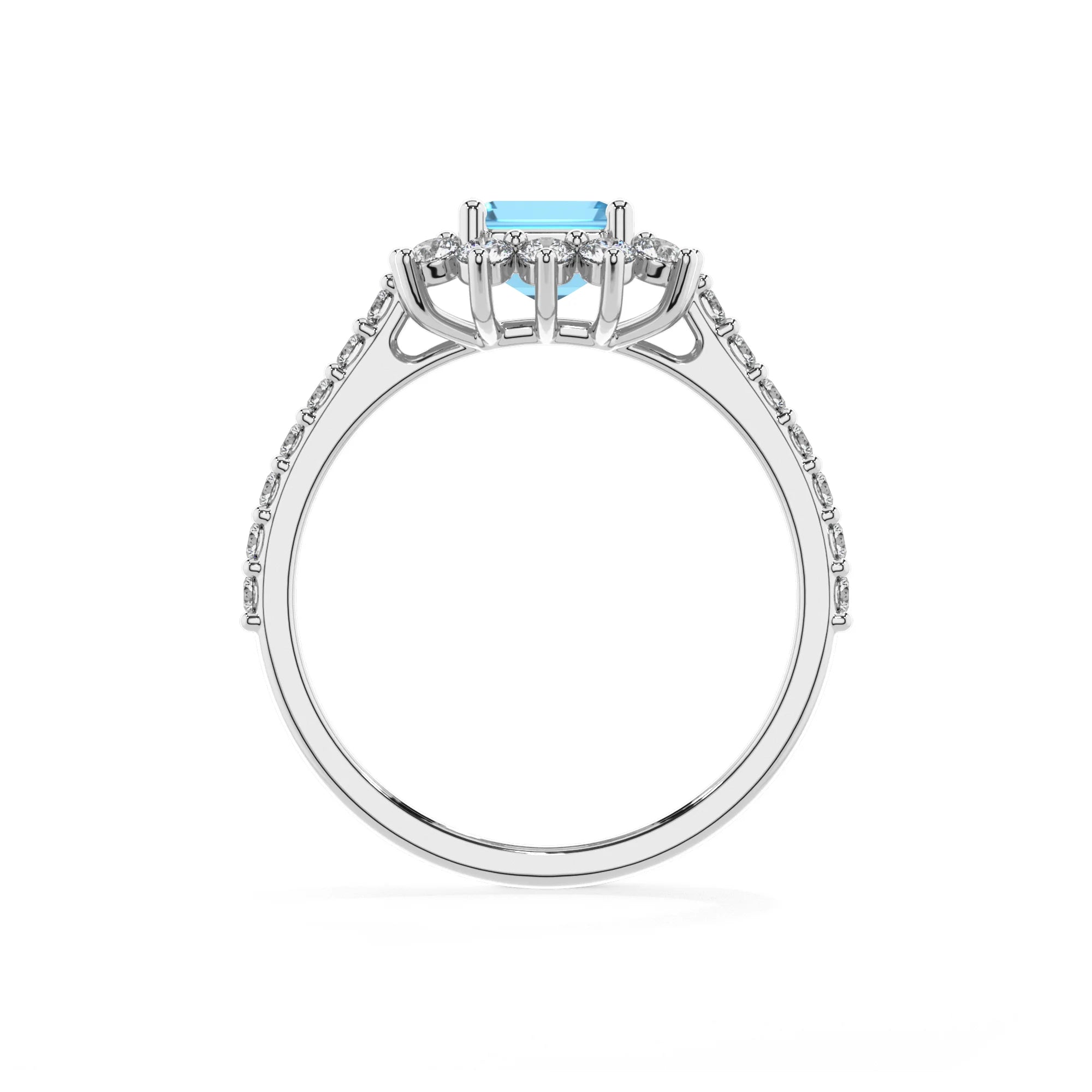 natural swiss-blue-topaz emerald cut solitaire rings in white gold 