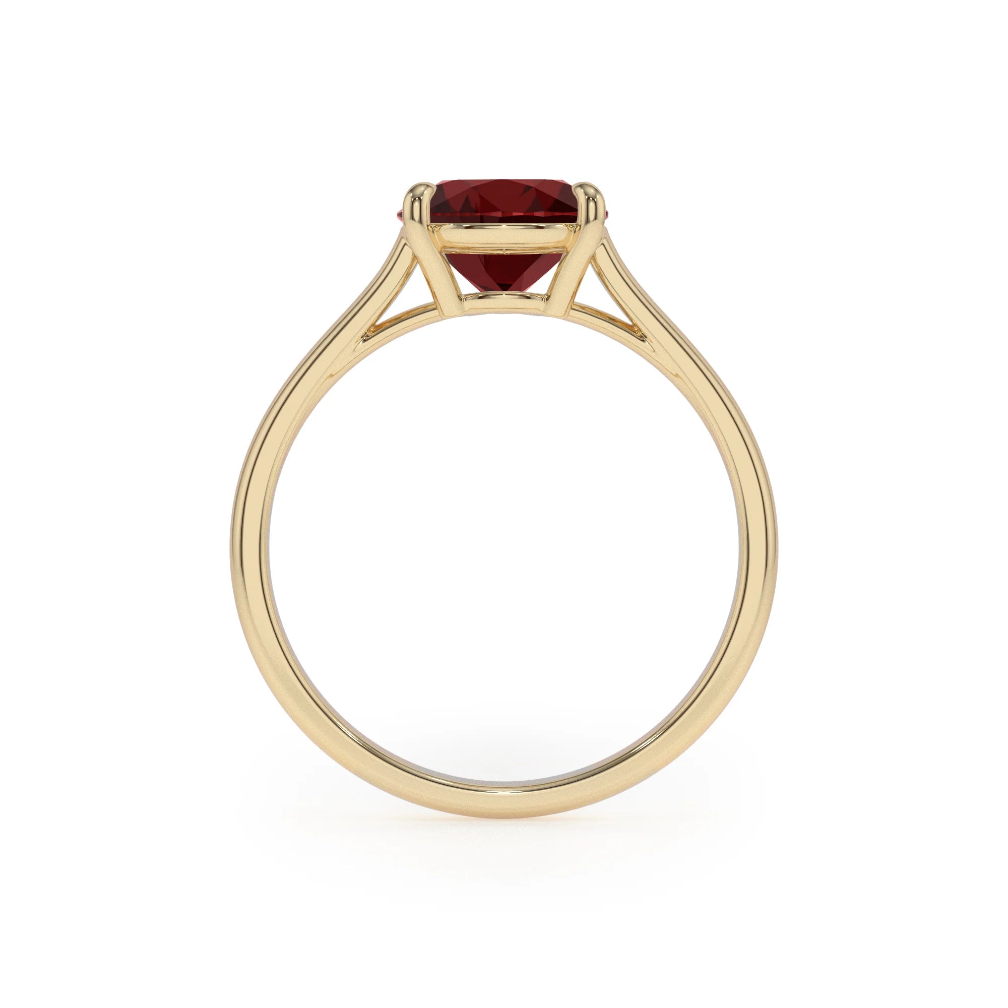 natural garnet pear solitaire rings in yellow gold 