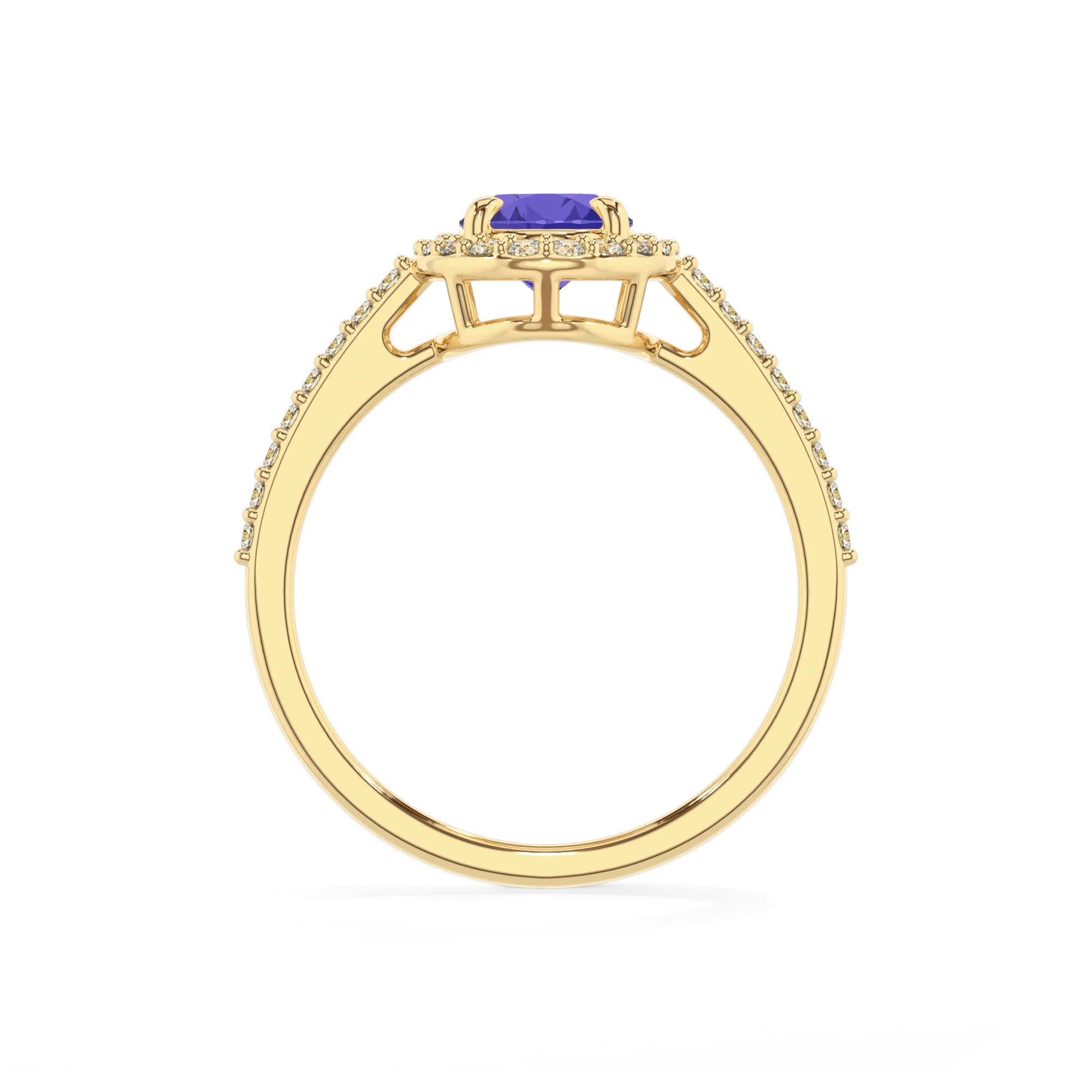 lab grown tanzanite oval solitaire rings in yellow gold 