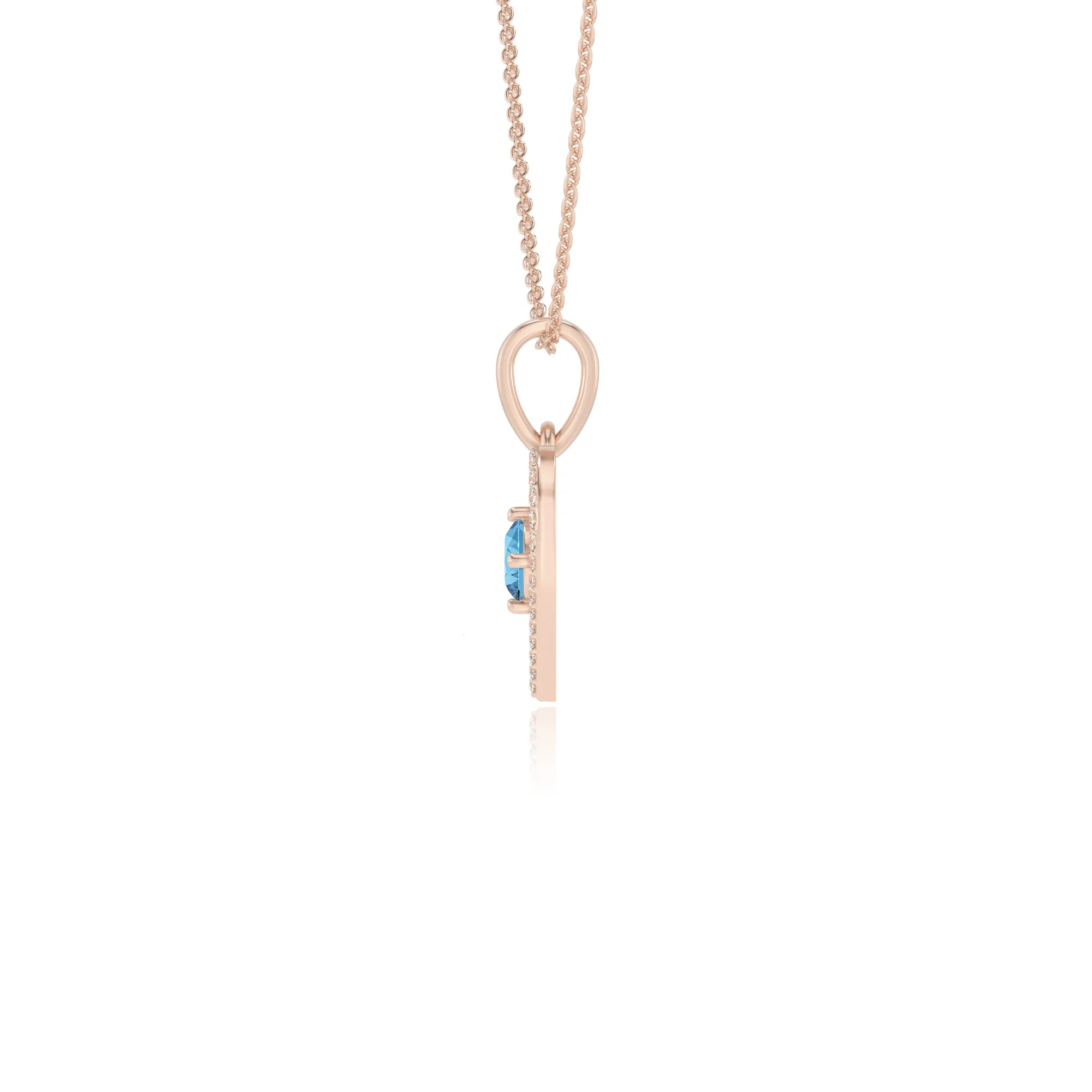natural swiss-blue-topaz round infinity necklaces in rose gold 