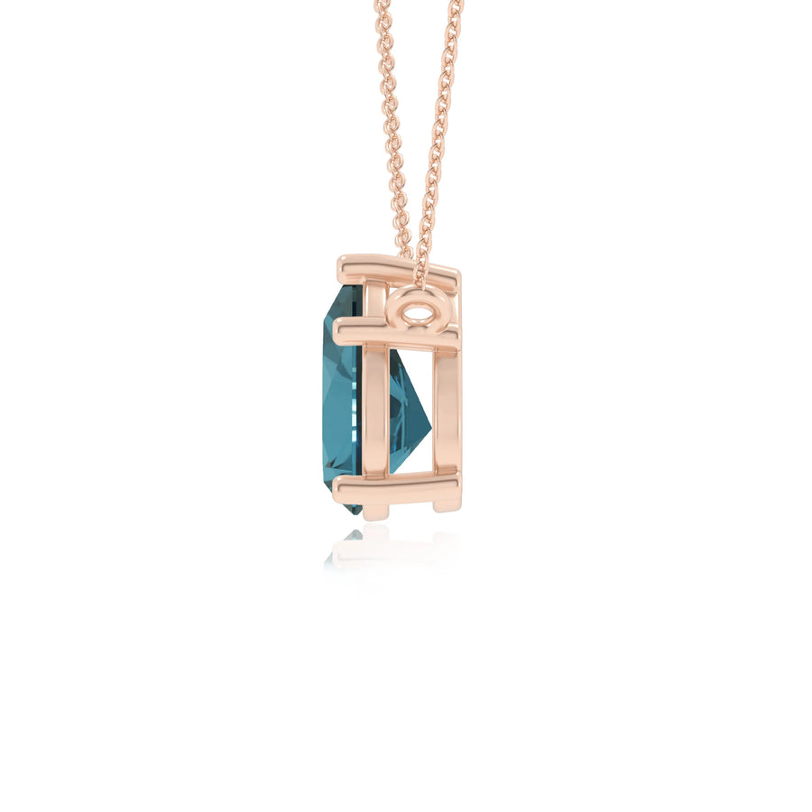 natural london-blue-topaz pear solitaire necklaces in rose gold 