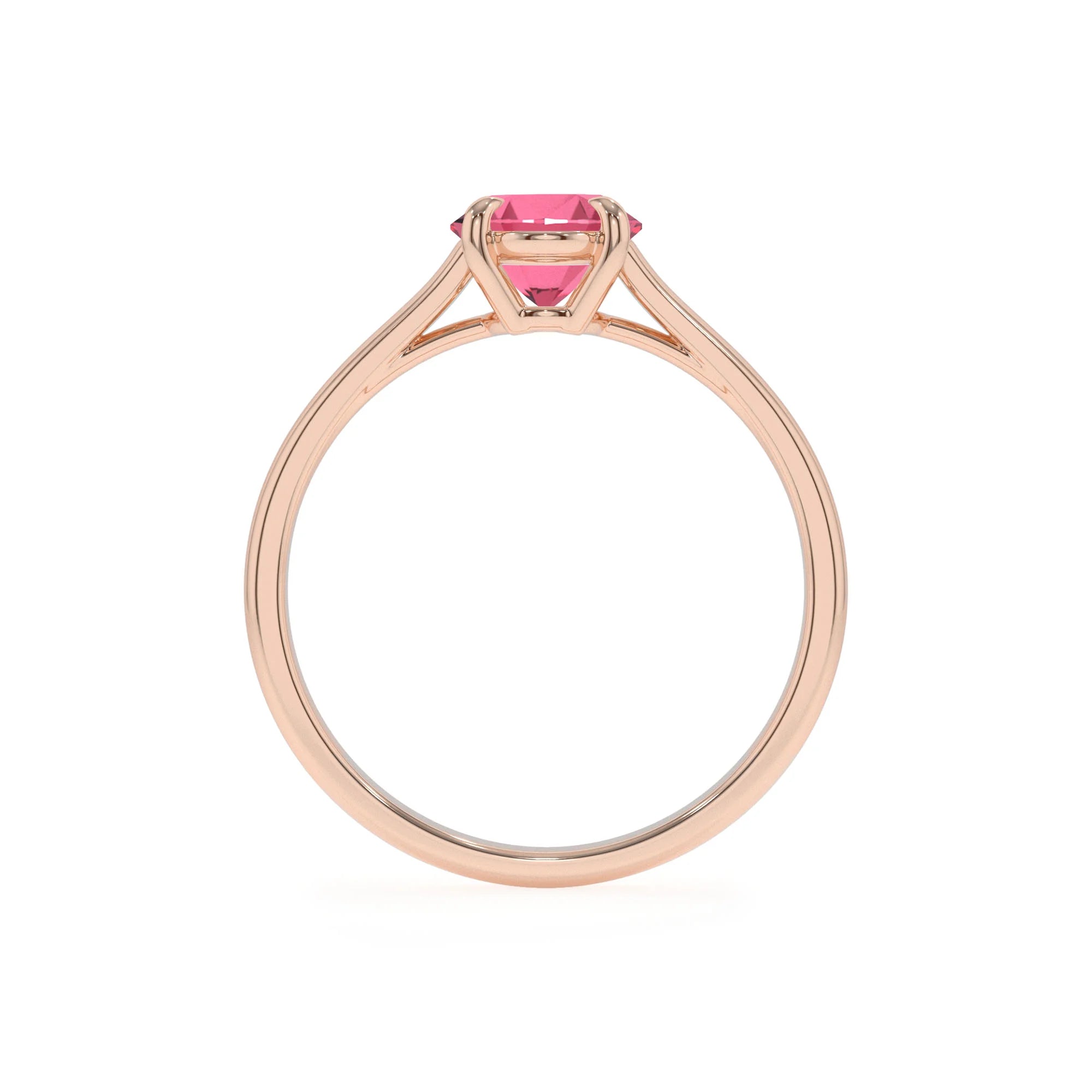 lab grown pink-tourmaline oval solitaire rings in rose gold 