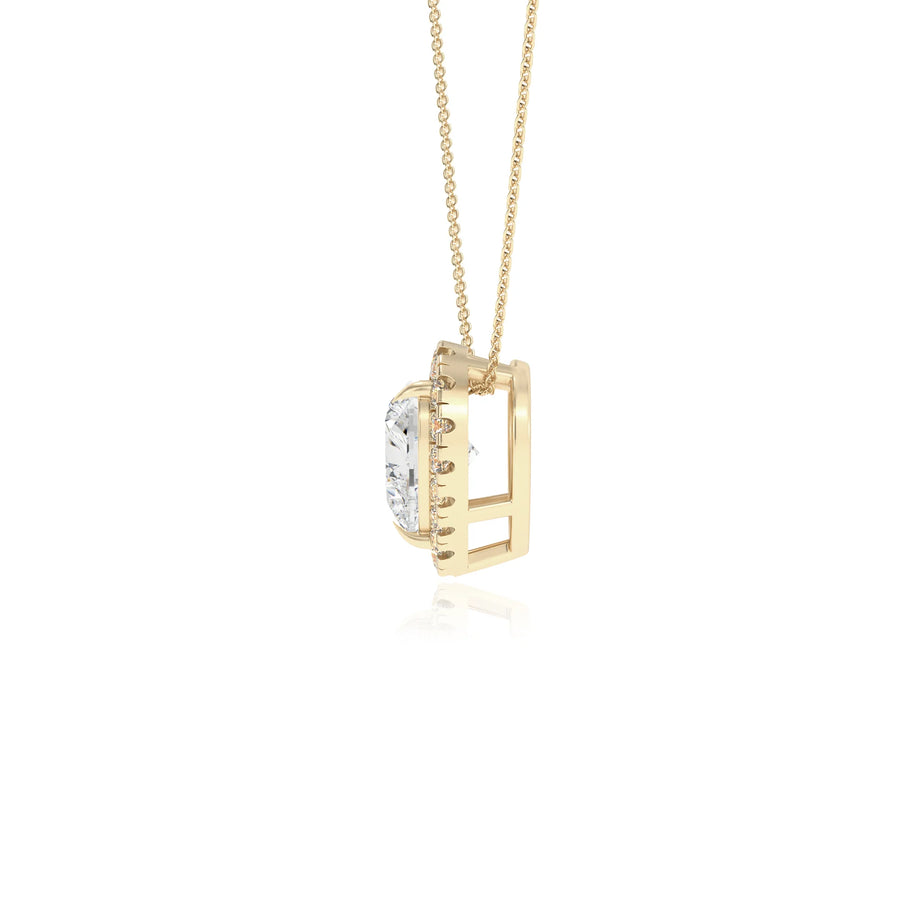 lab grown moissanite heart solitaire necklaces in yellow gold 