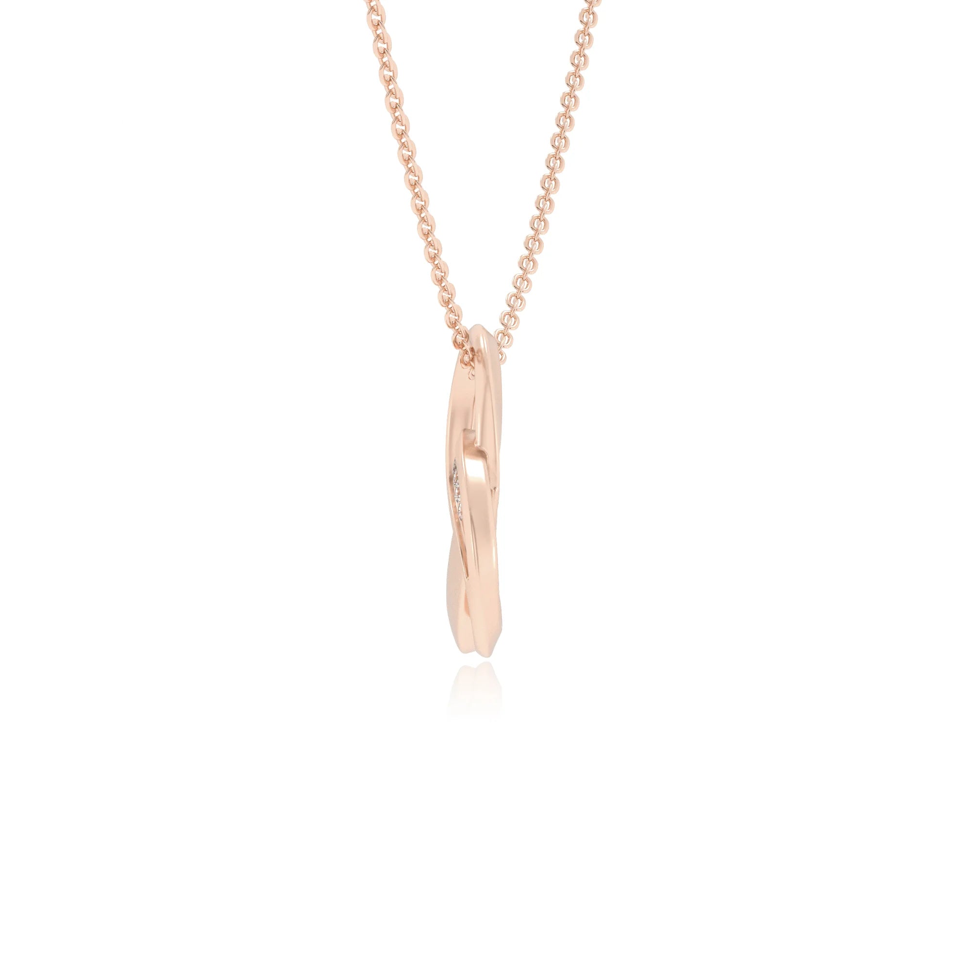 lab grown moissanite round infinity necklaces in rose gold 