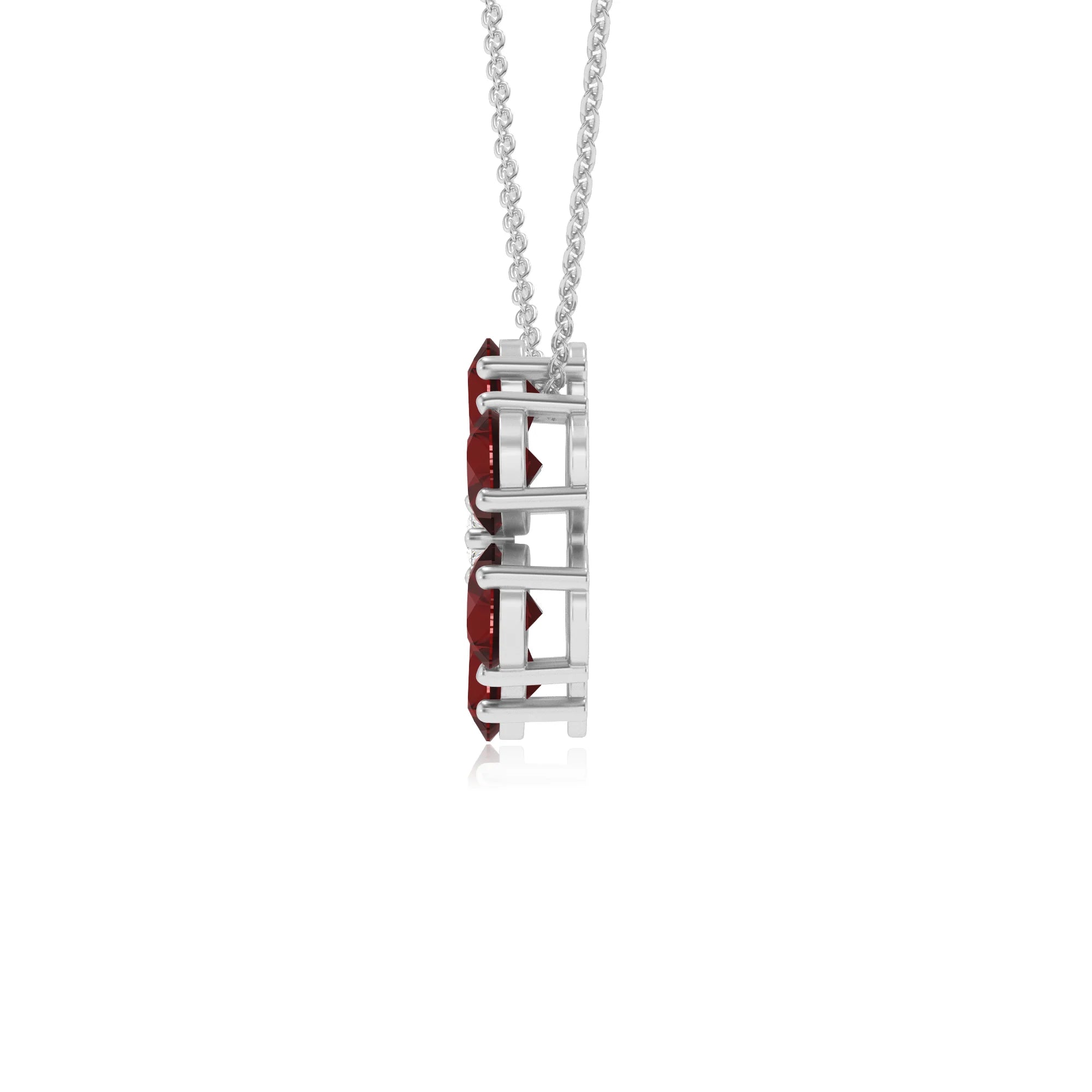 natural garnet pear solitaire necklaces in sterling silver 