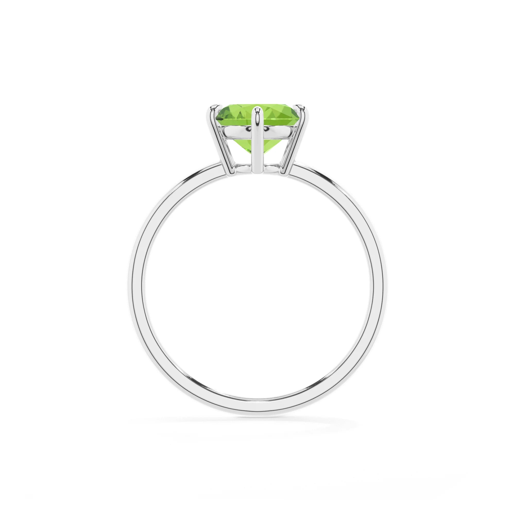 natural peridot oval solitaire rings in platinum 