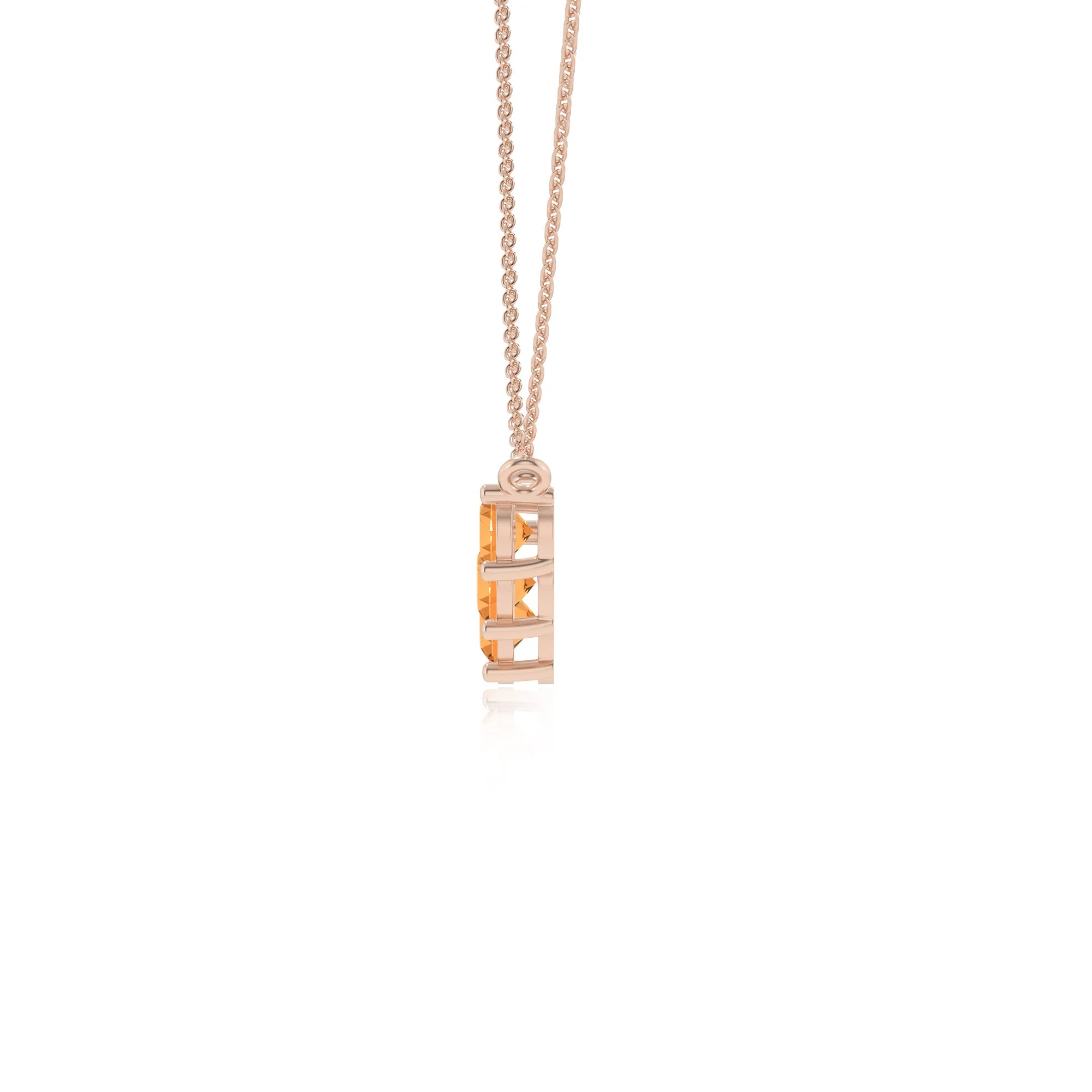 lab grown citrine round bar necklaces in rose gold 
