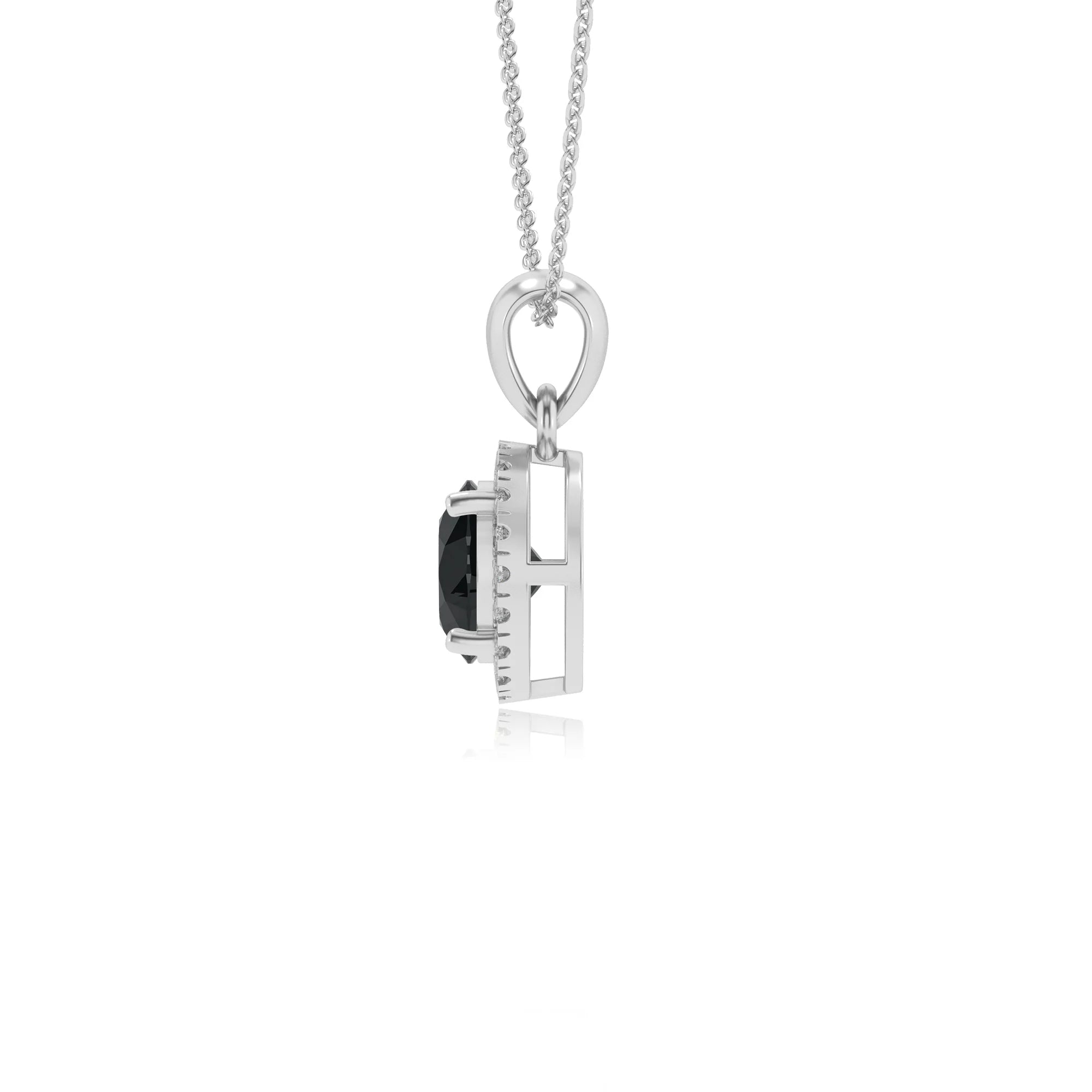 natural black-onyx round solitaire necklaces in platinum 