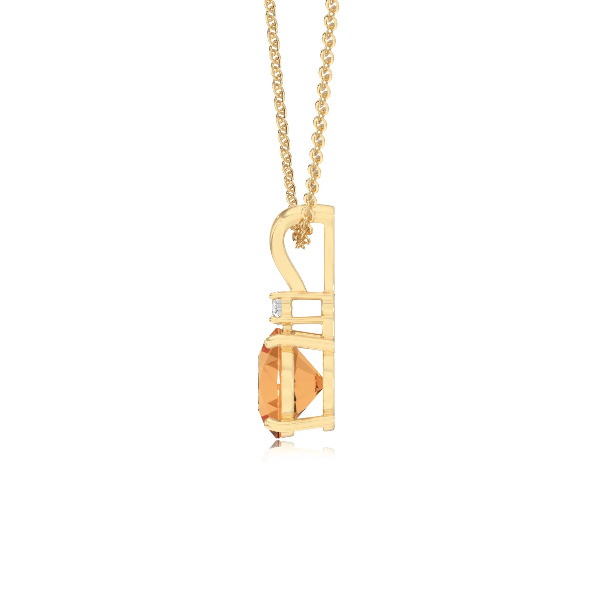 lab grown citrine round solitaire v-bale necklaces in yellow gold 