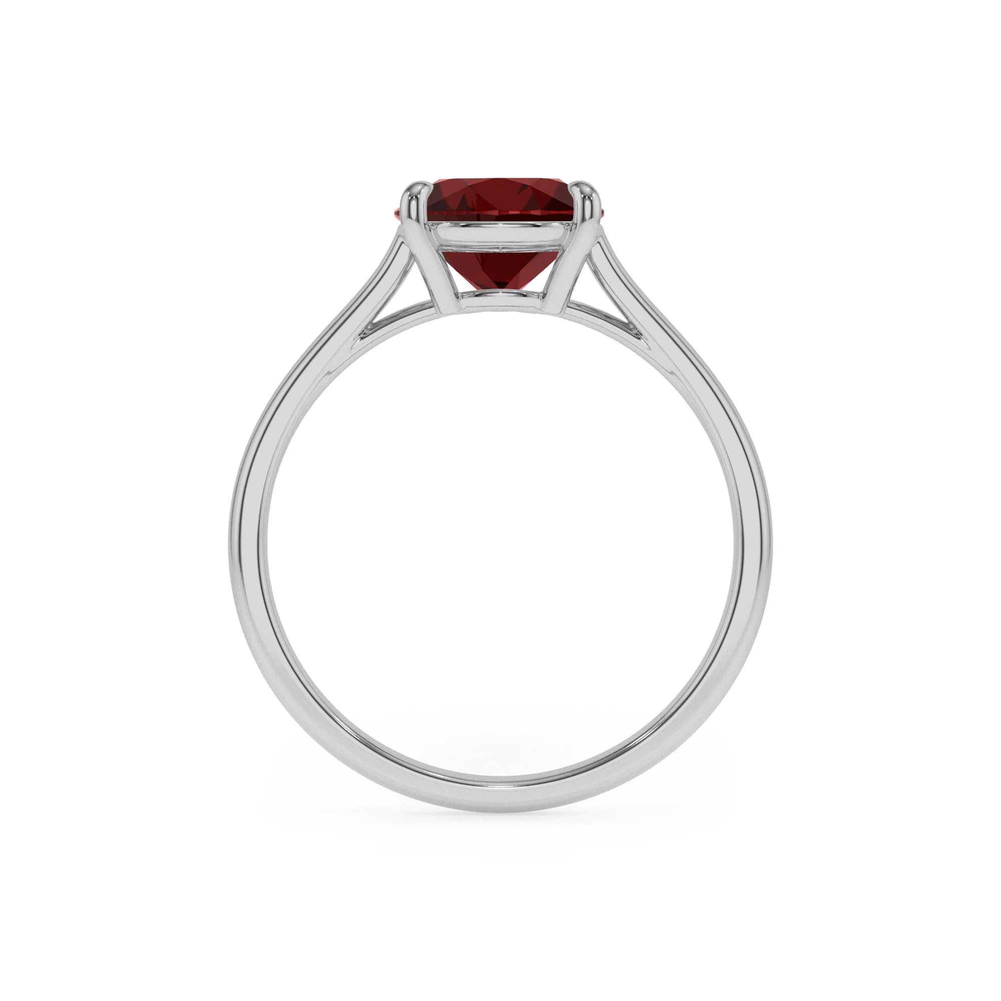 natural garnet pear solitaire rings in platinum 
