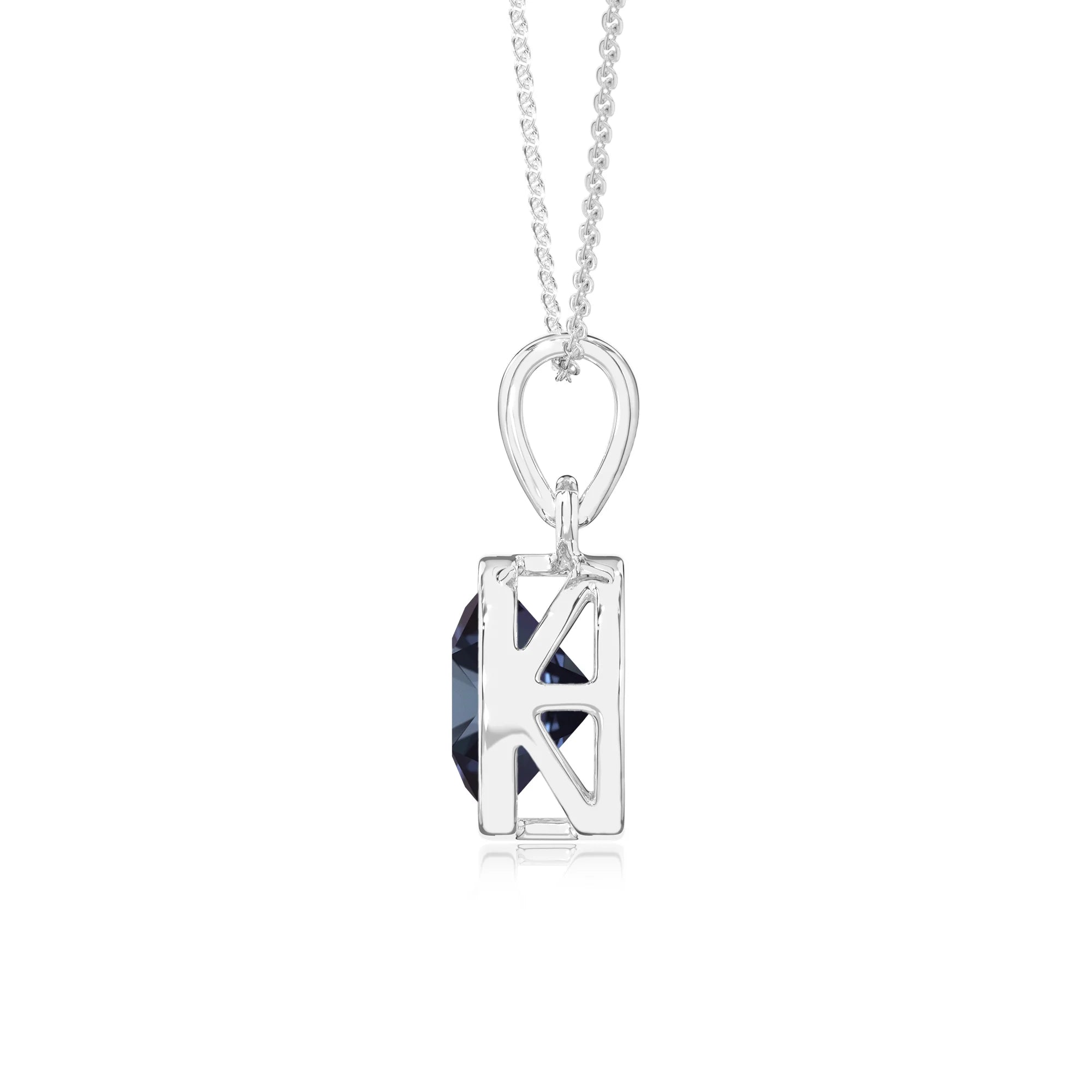 lab grown alexandrite round solitaire necklaces in sterling silver 
