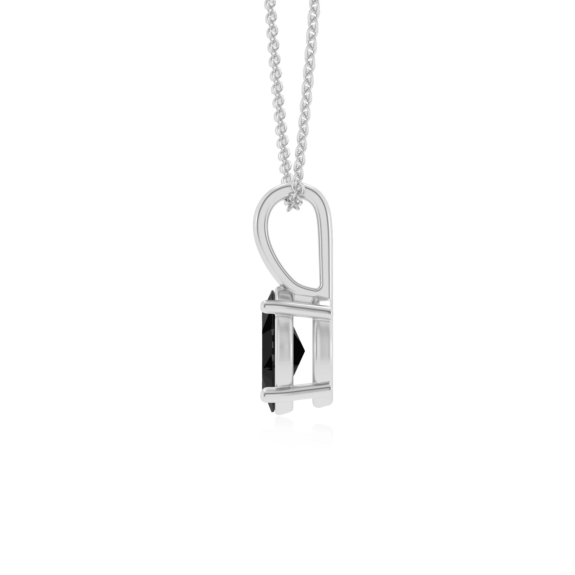 natural black-onyx oval solitaire necklaces in platinum 