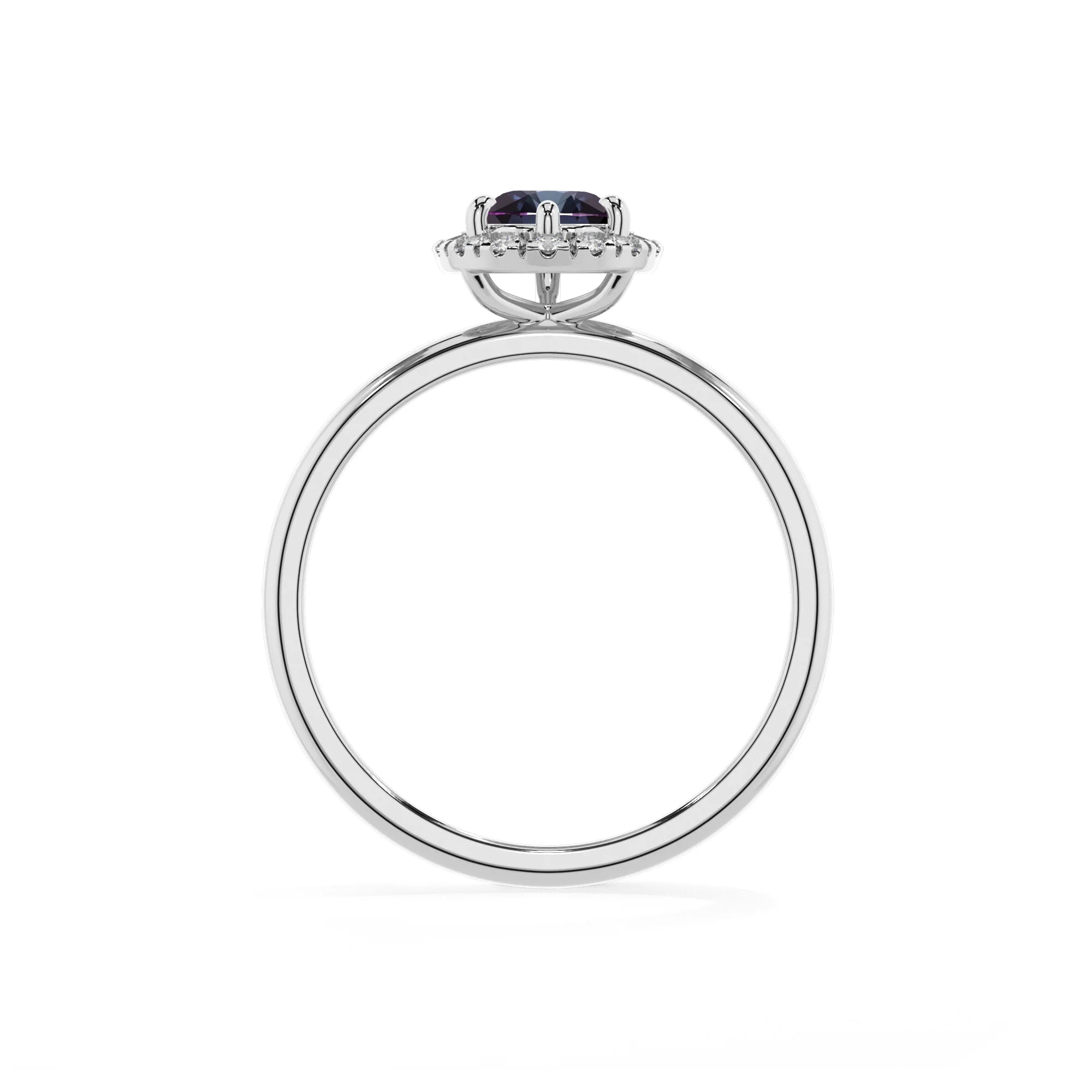lab grown alexandrite pear solitaire rings in platinum 