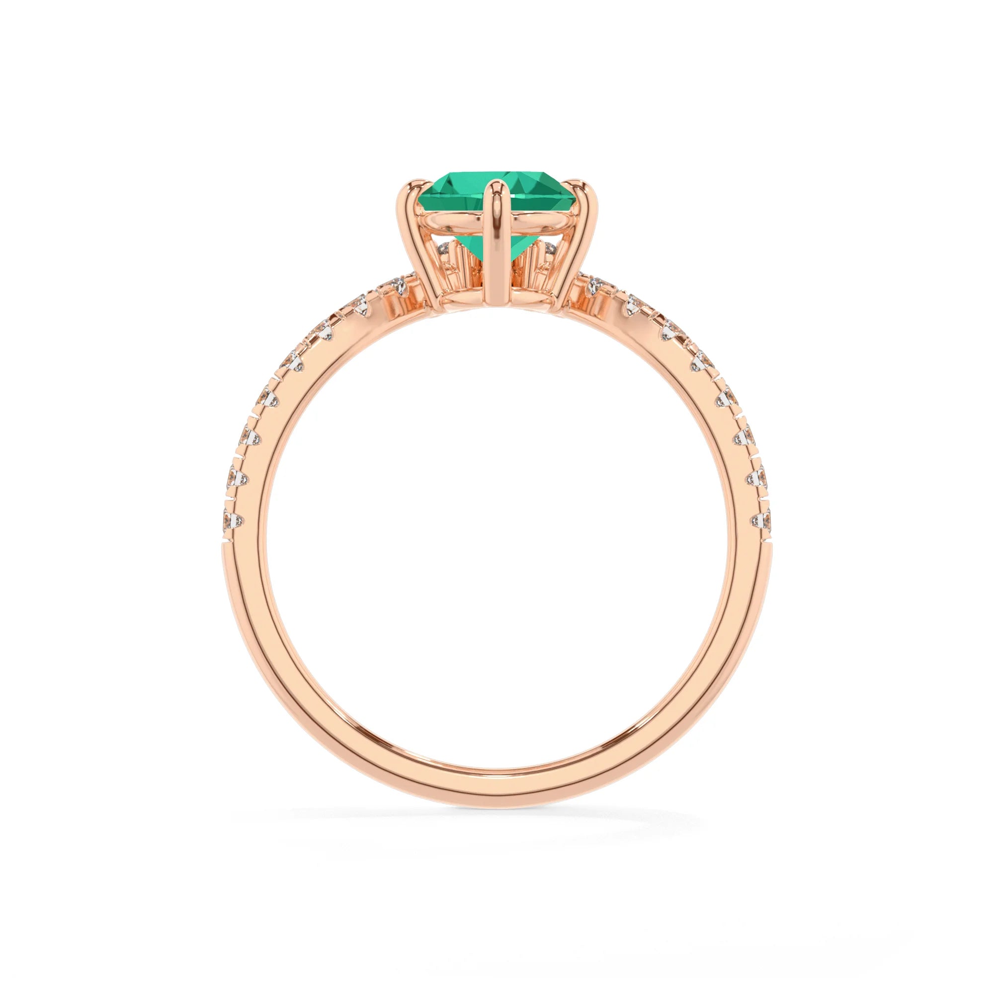lab grown emerald oval solitaire rings in rose gold 