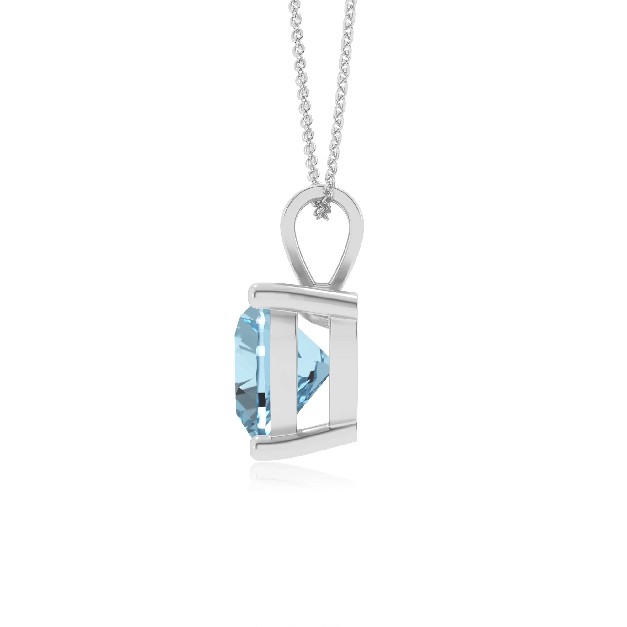 lab grown aquamarine heart solitaire v-bale necklaces in platinum 