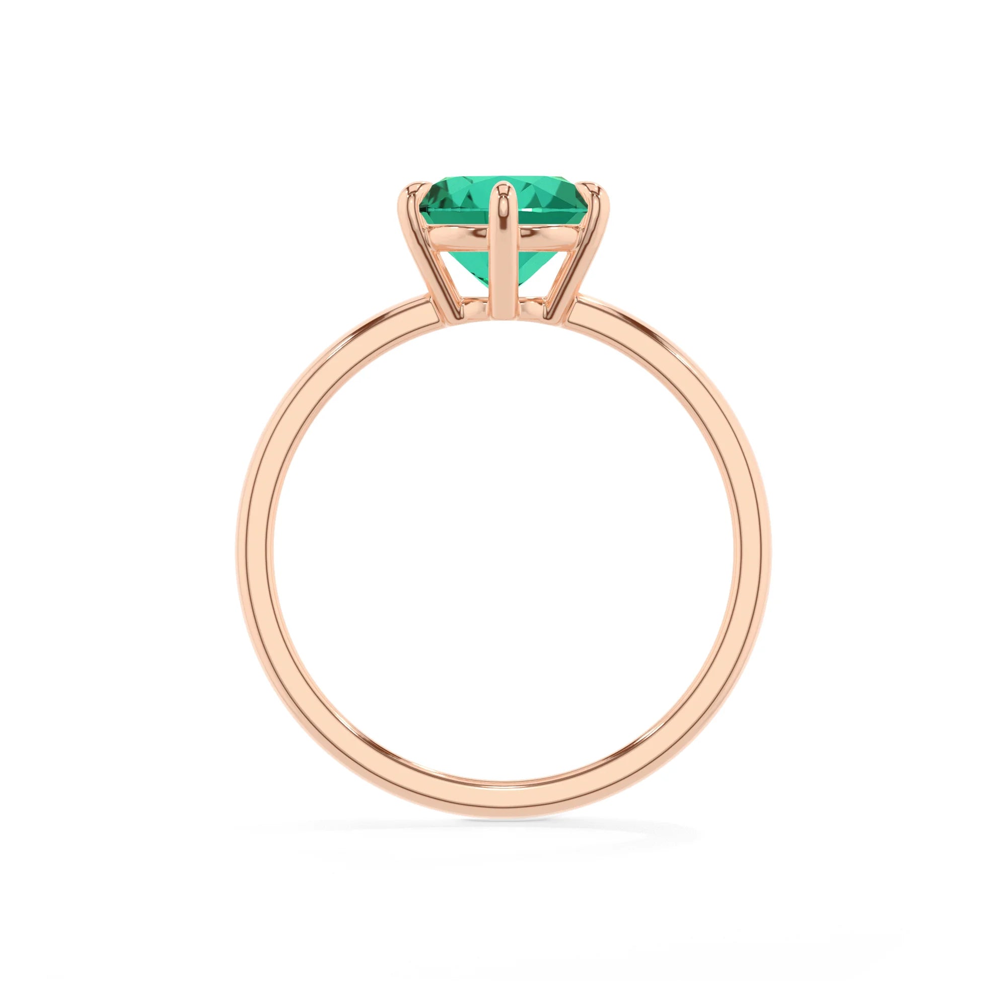 lab grown emerald round solitaire rings in rose gold 