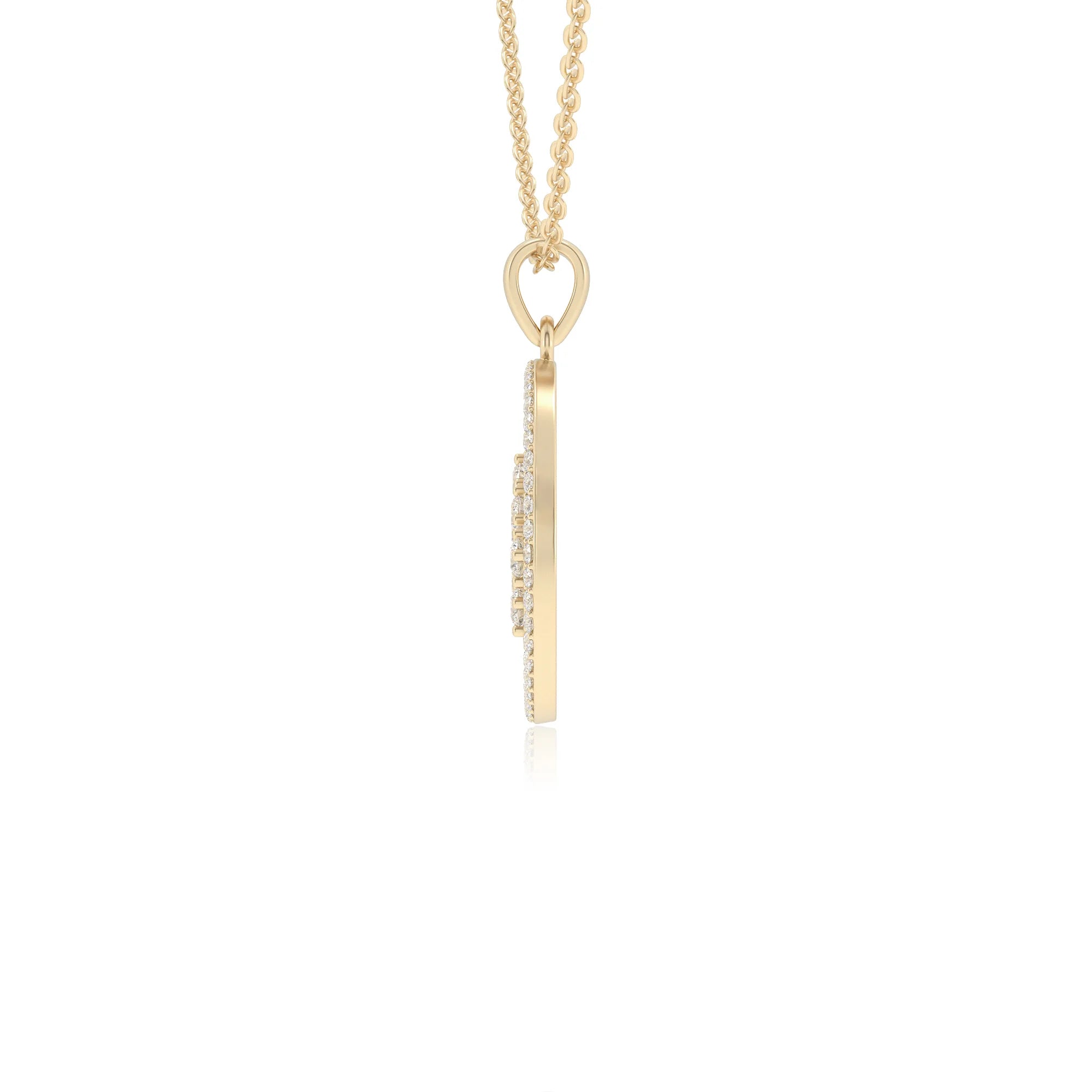 lab grown moissanite round necklaces in yellow gold 