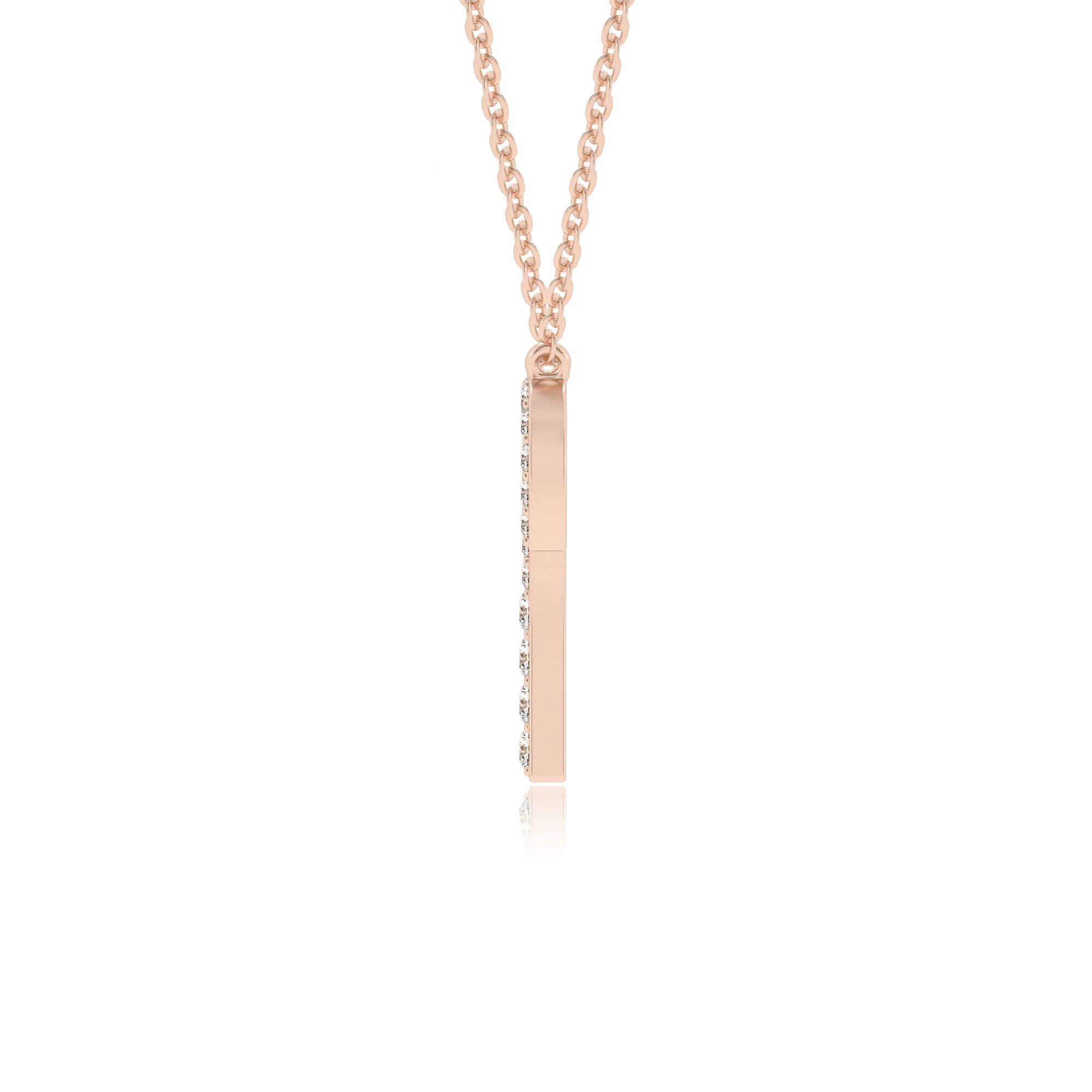 lab grown moissanite round necklaces in rose gold 