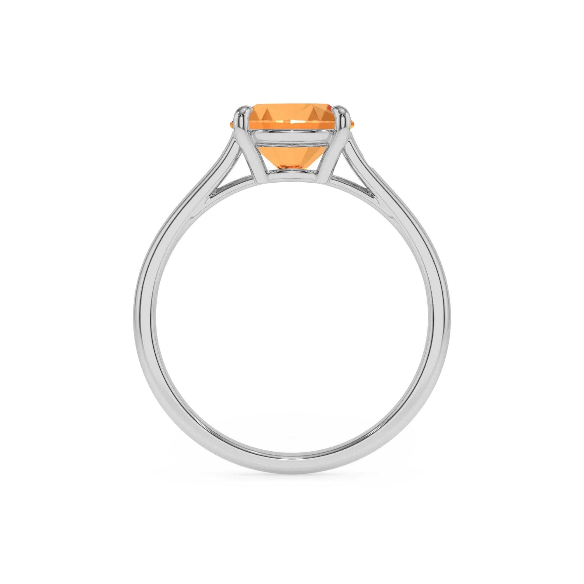 lab grown citrine cushion solitaire rings in platinum 