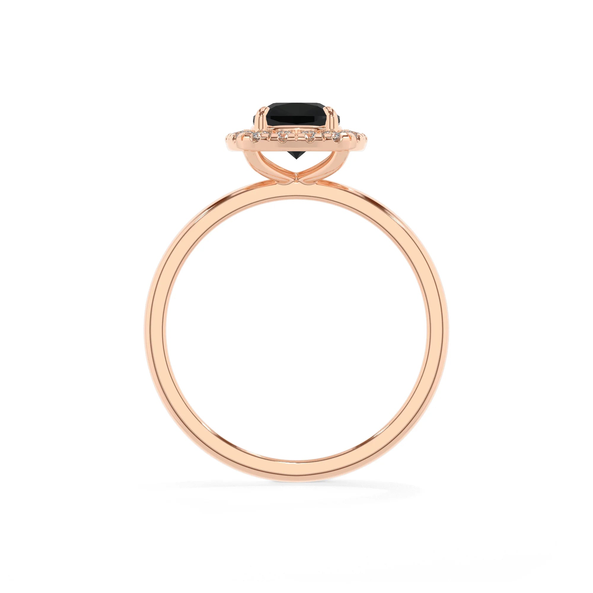natural black-onyx cushion solitaire rings in rose gold 