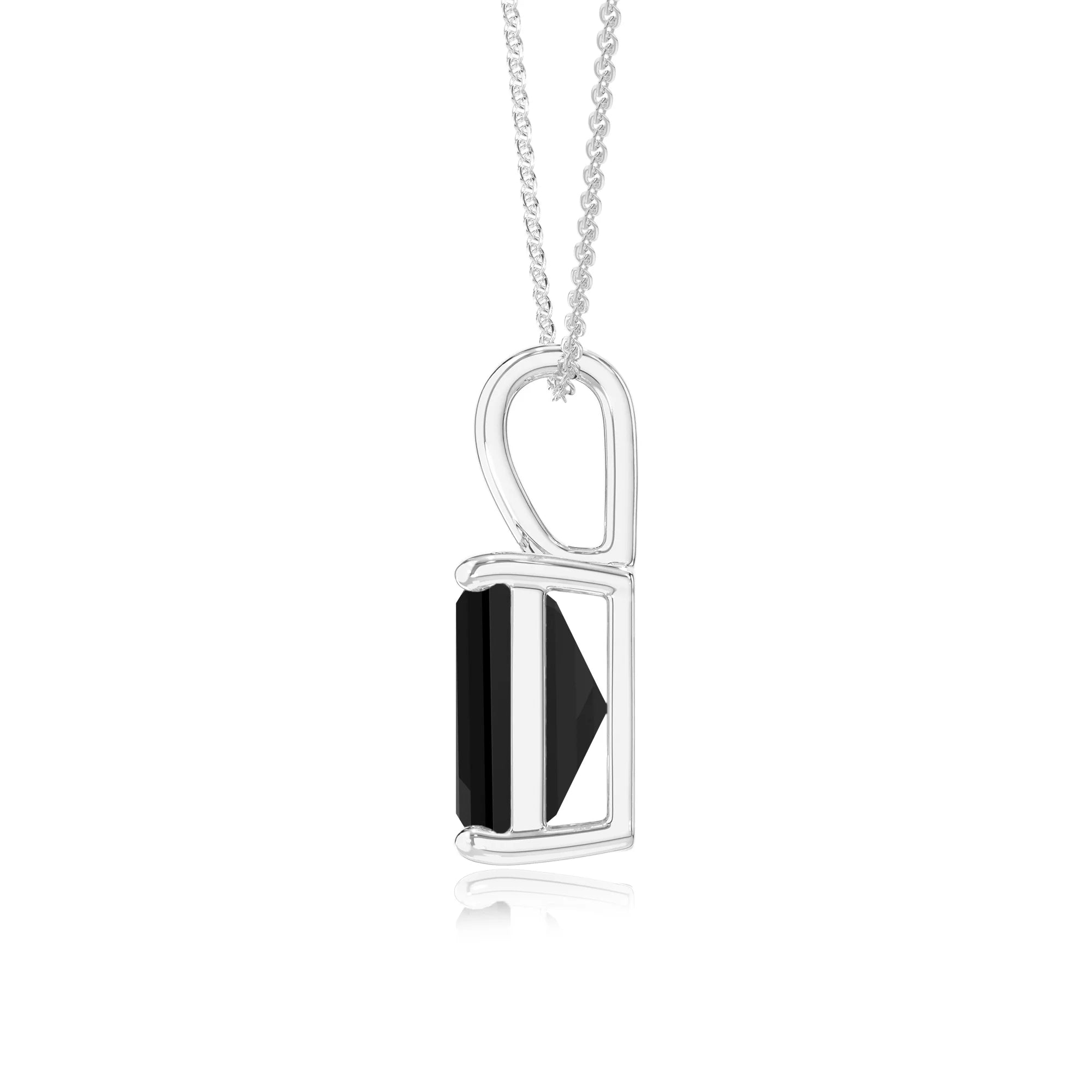natural black-onyx emerald cut solitaire necklaces in platinum 