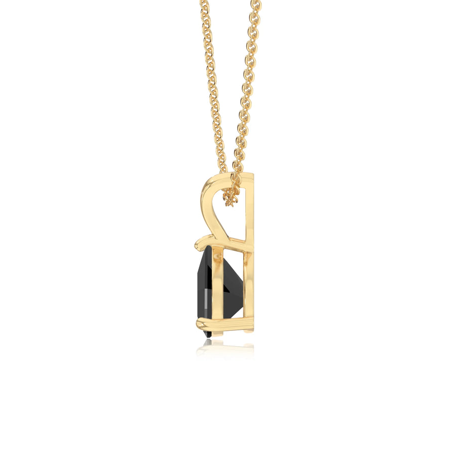 natural black-onyx trillion solitaire v-bale necklaces in yellow gold 