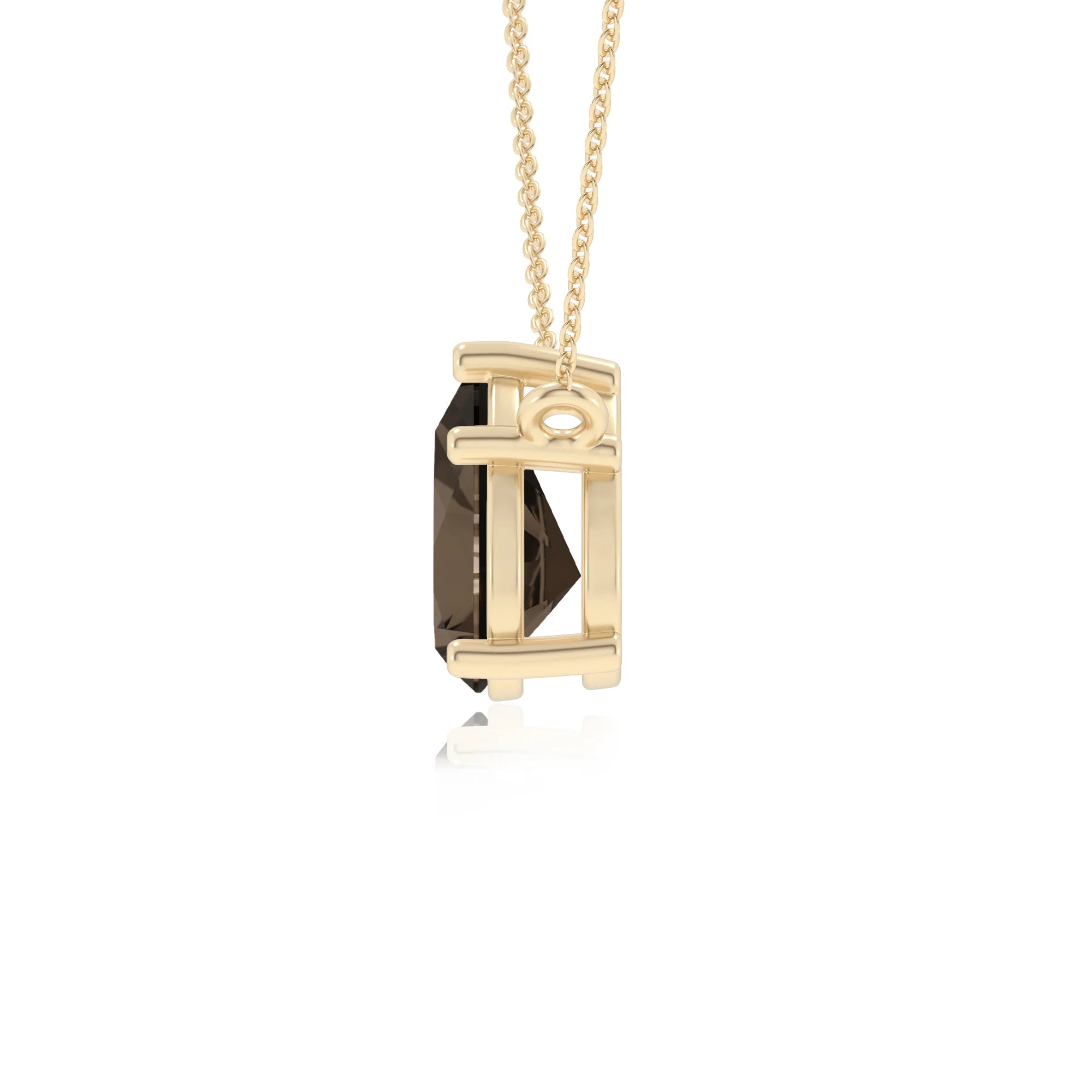 natural smoky-quartz pear solitaire necklaces in yellow gold 
