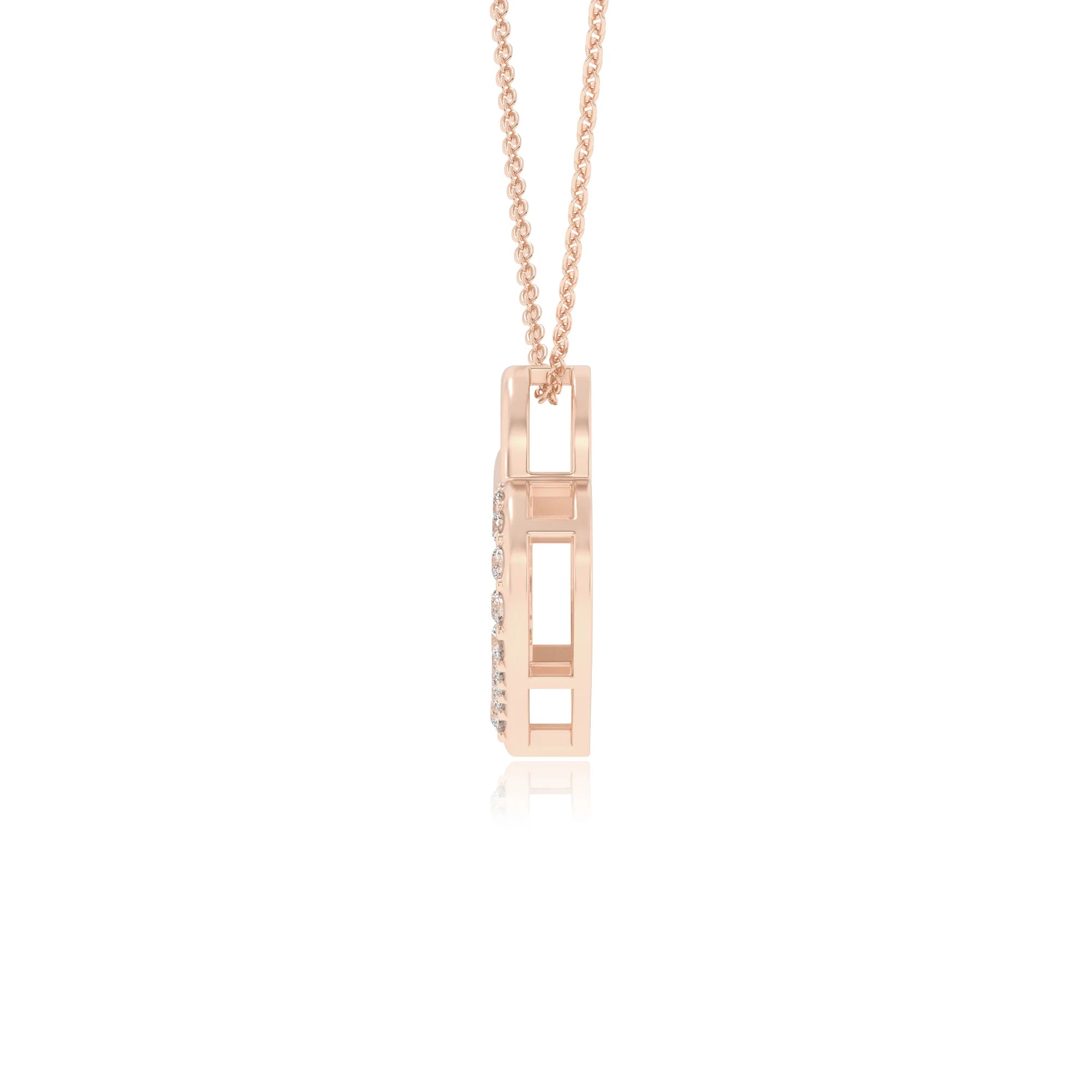lab grown moissanite round necklaces in rose gold 