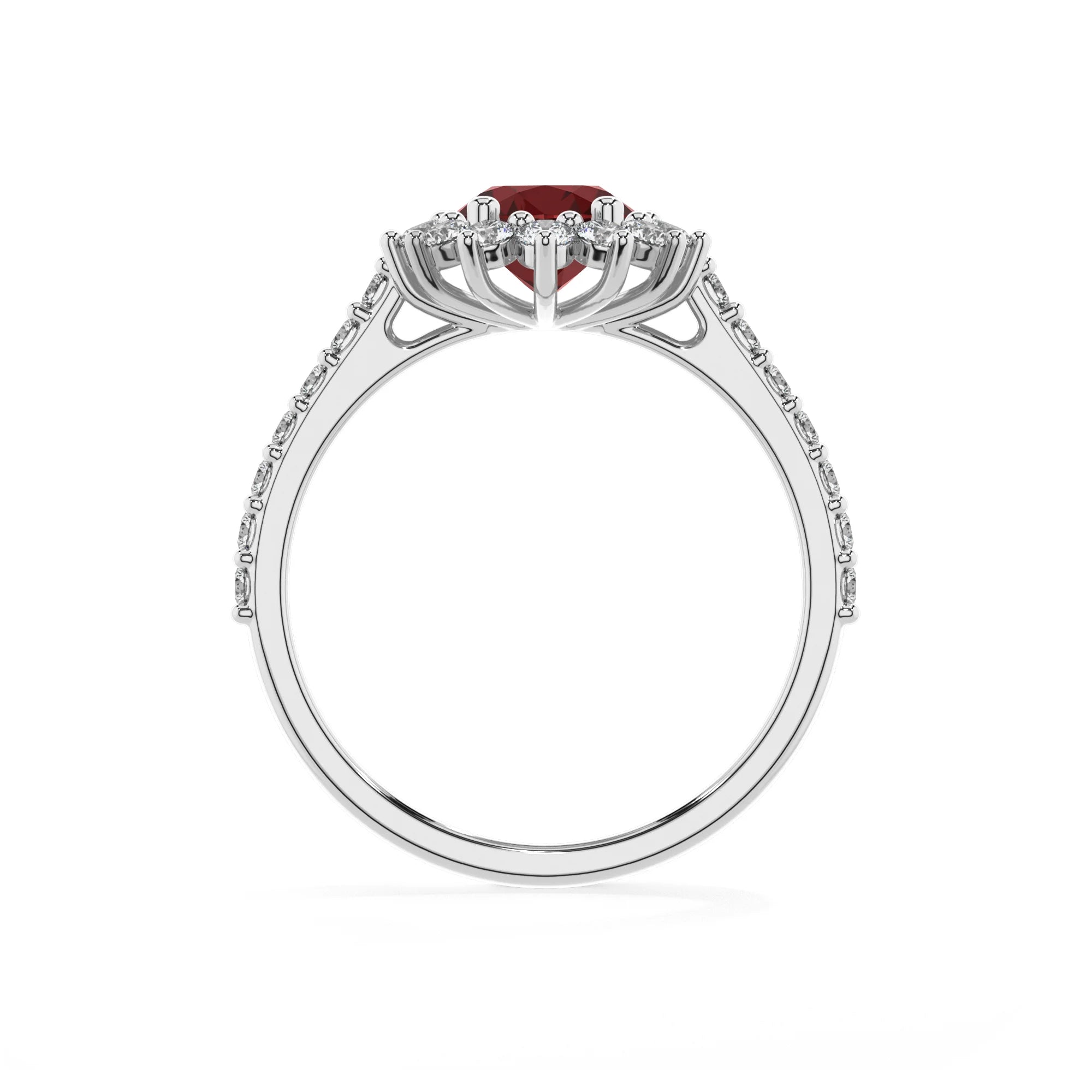natural garnet oval solitaire rings in white gold 