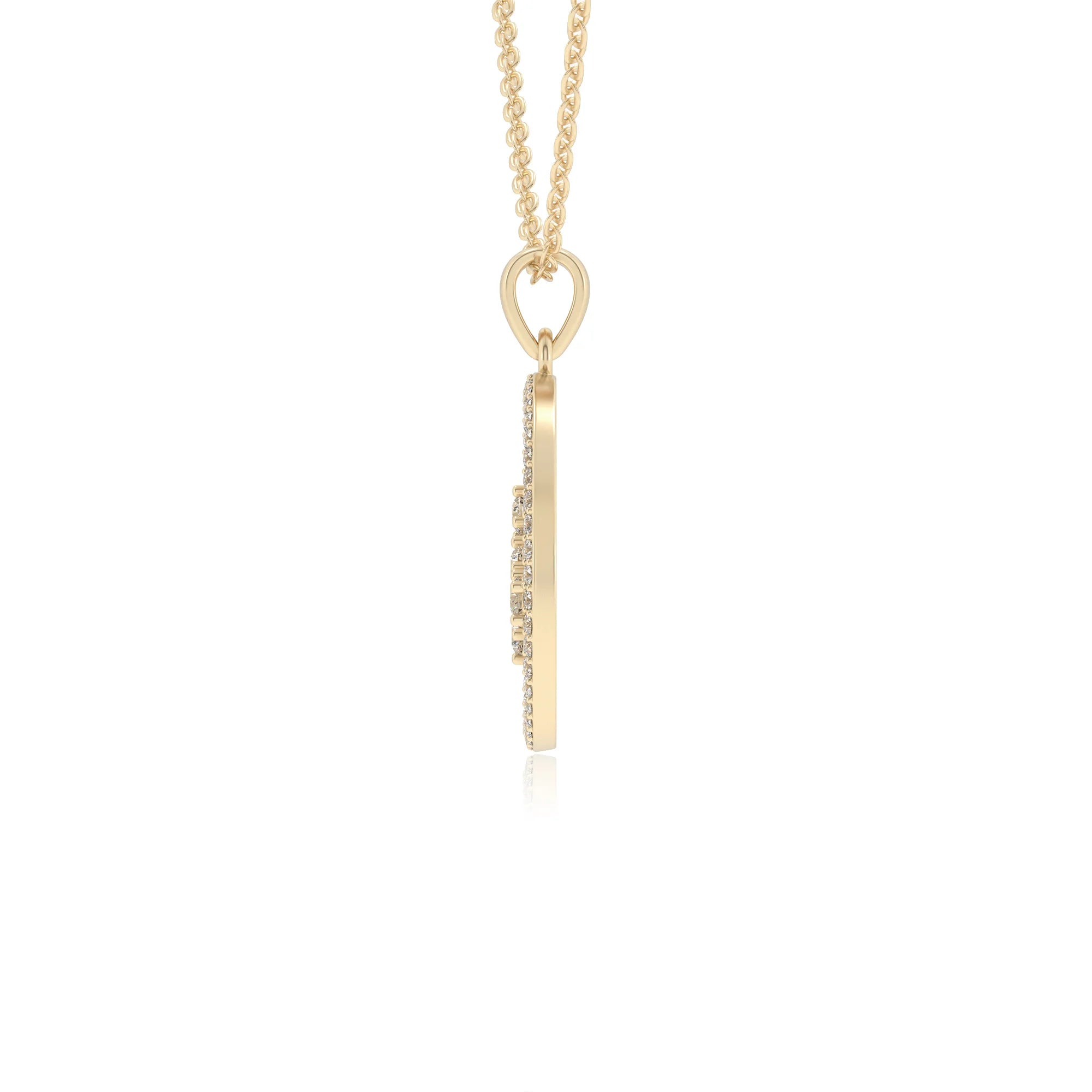 lab grown moissanite round necklaces in yellow gold 