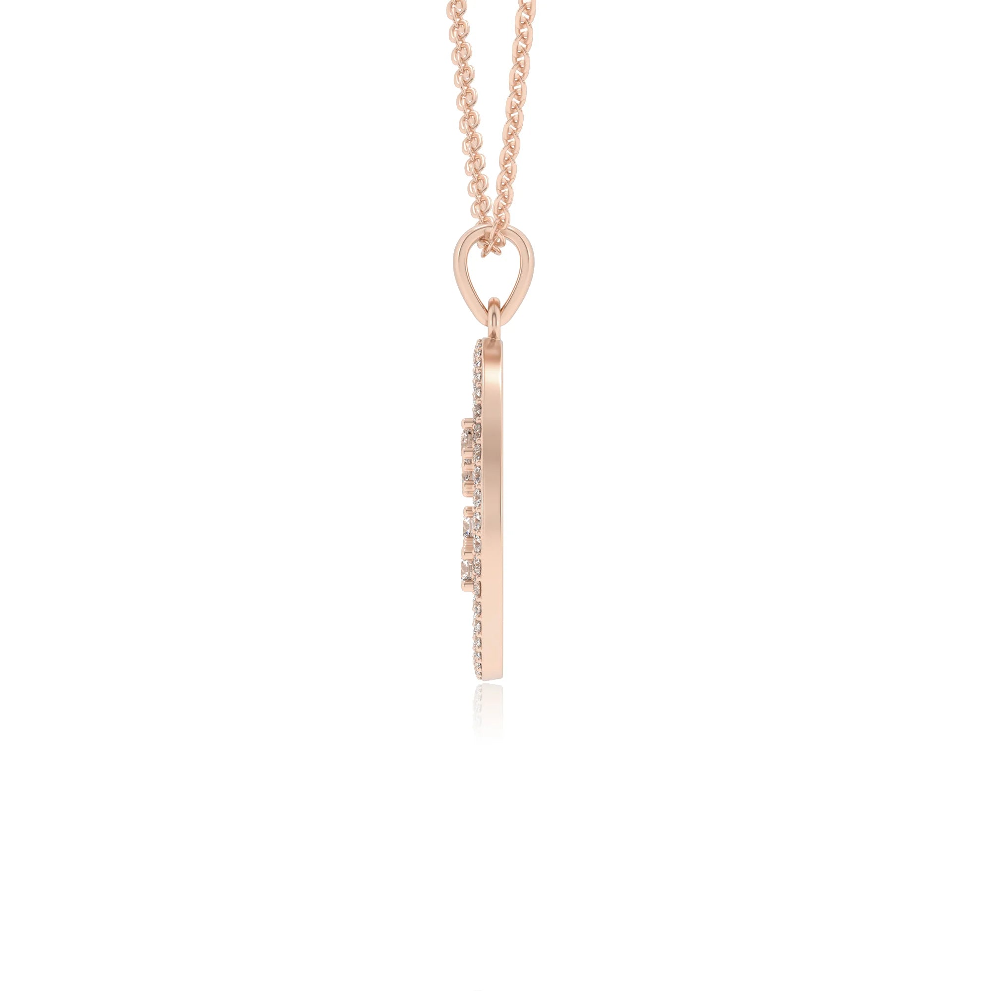 lab grown moissanite round necklaces in rose gold 