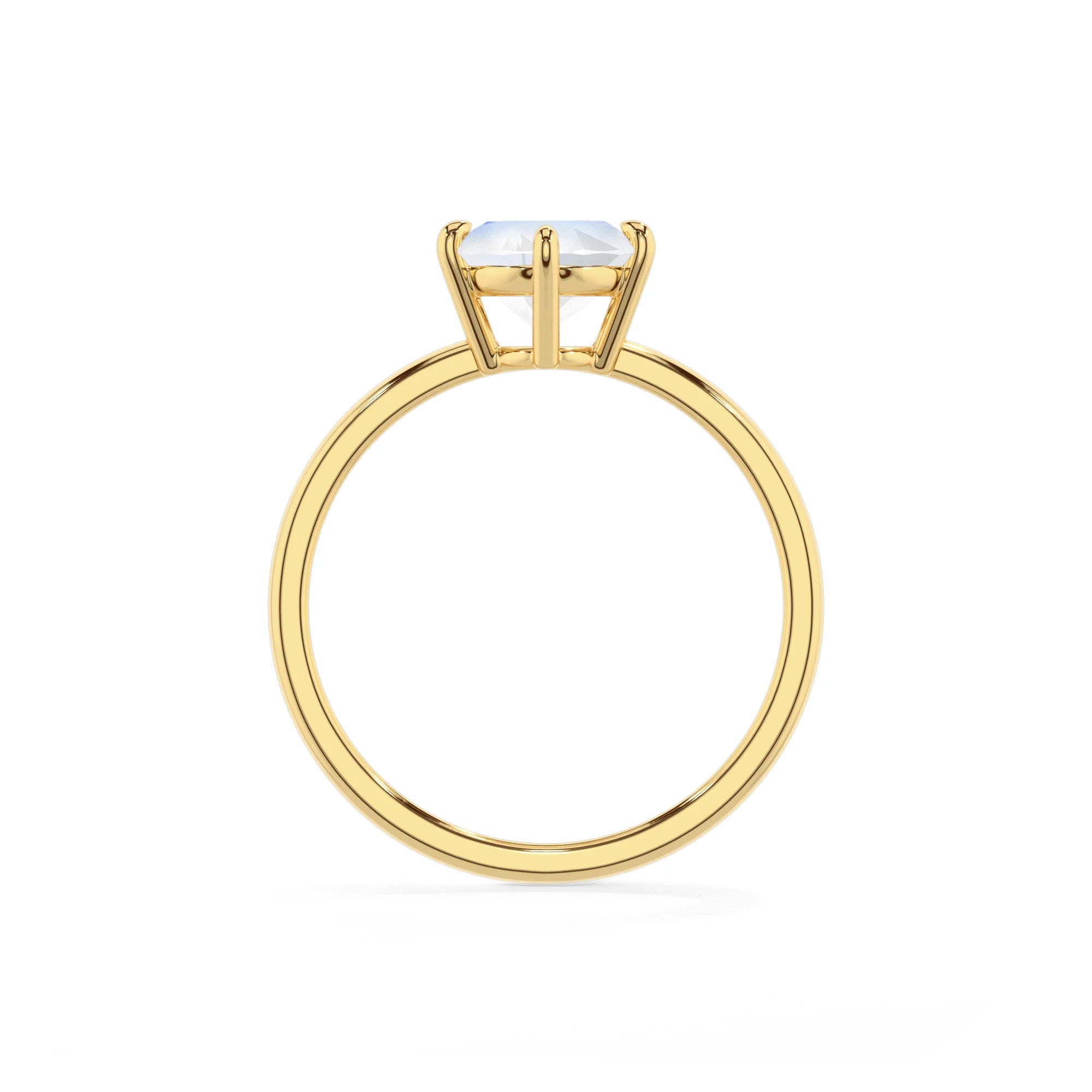 natural rainbow-moonstone oval solitaire rings in yellow gold 