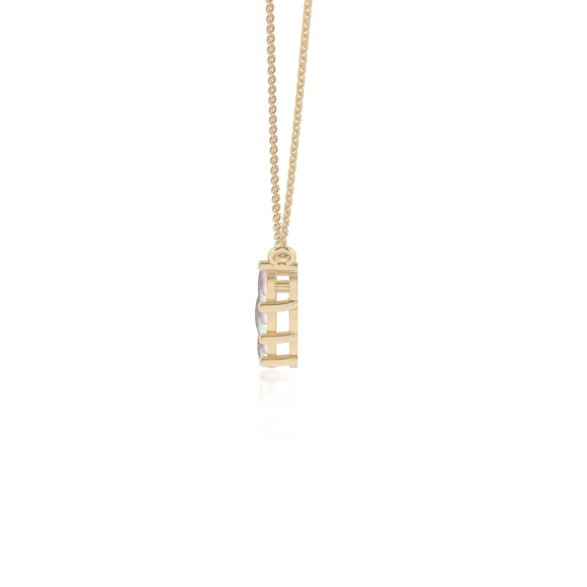 lab grown opal round bar necklaces in yellow gold 