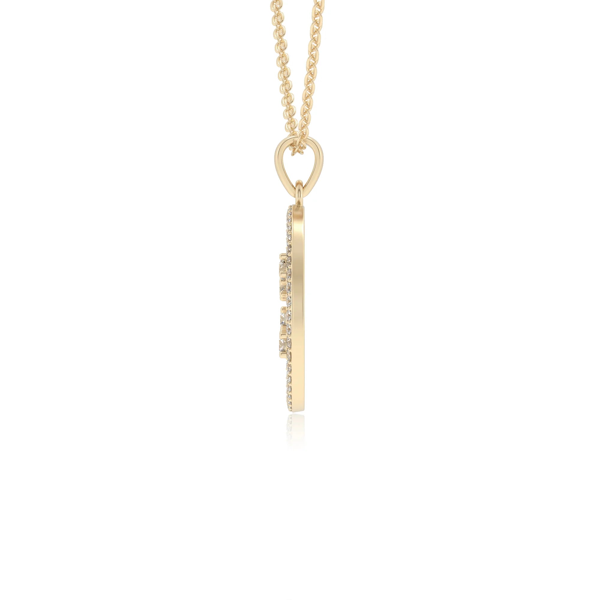 lab grown moissanite round necklaces in yellow gold 