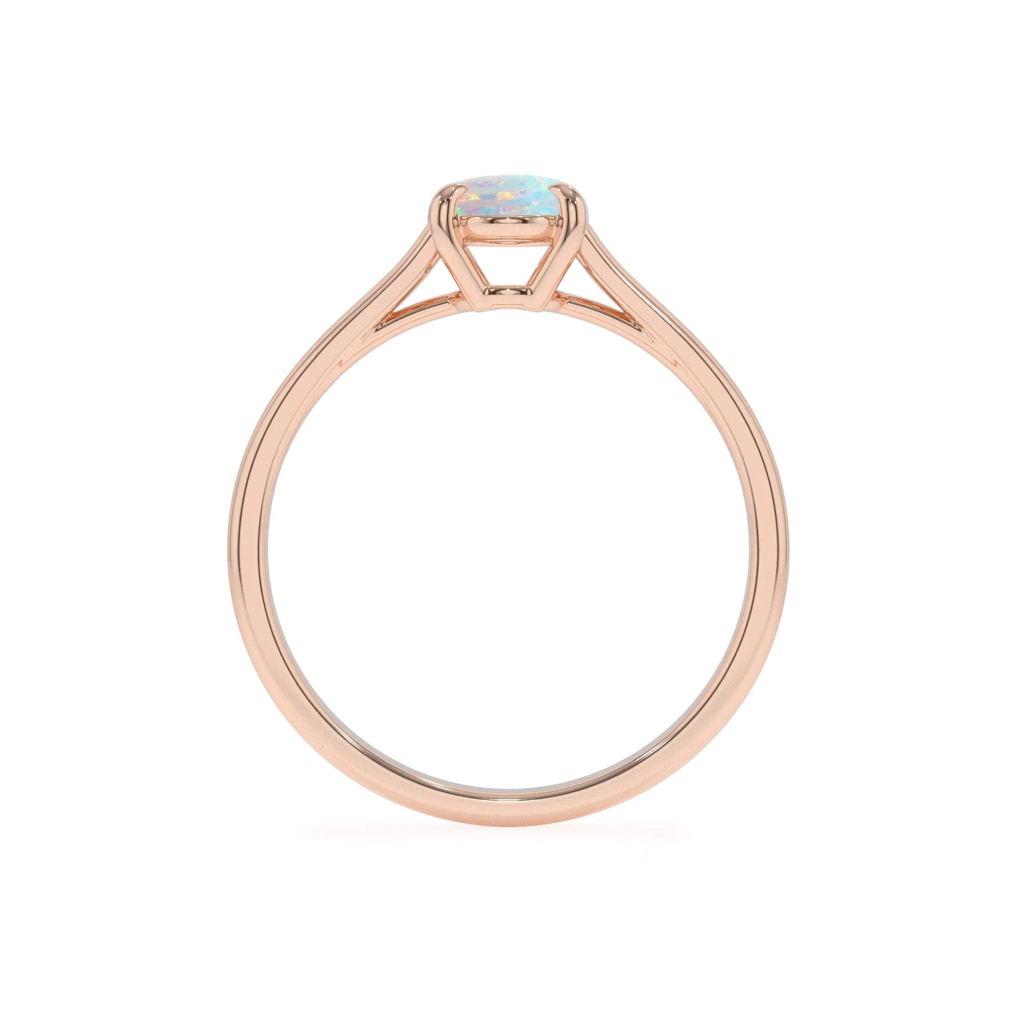 lab grown opal oval solitaire rings in rose gold 