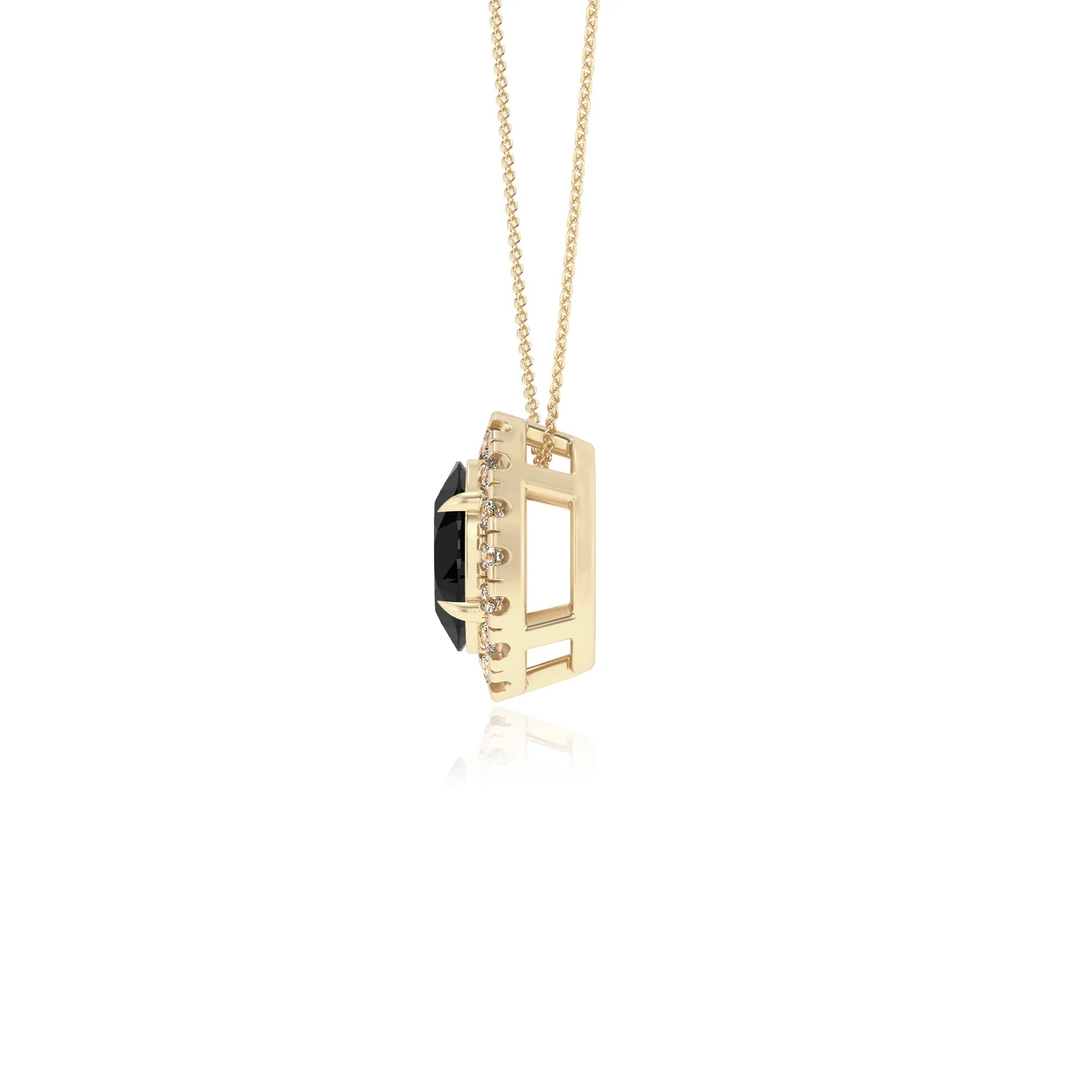 natural black onyx oval solitaire necklaces in yellow gold 
