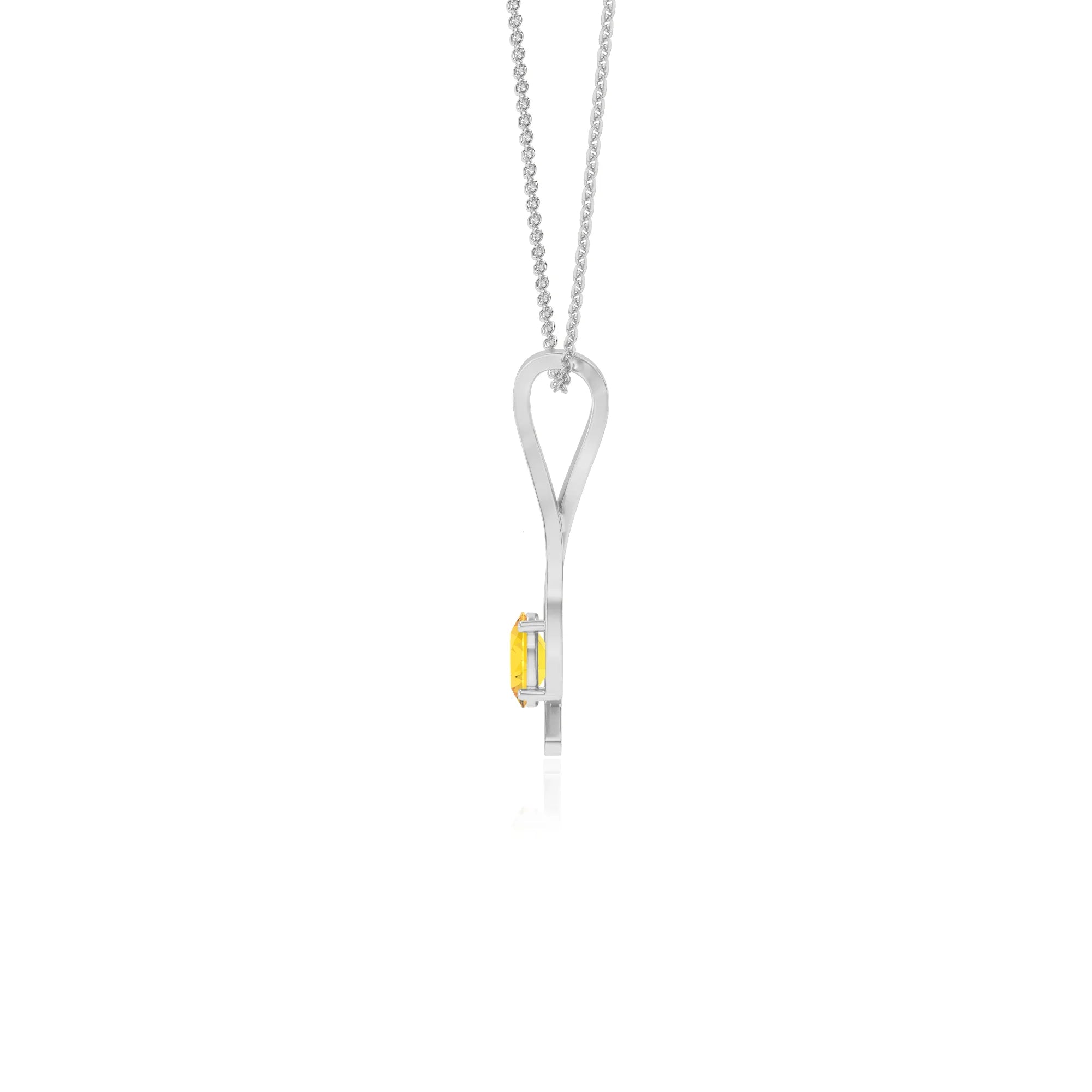 lab grown yellow-sapphire oval solitaire necklaces in platinum 