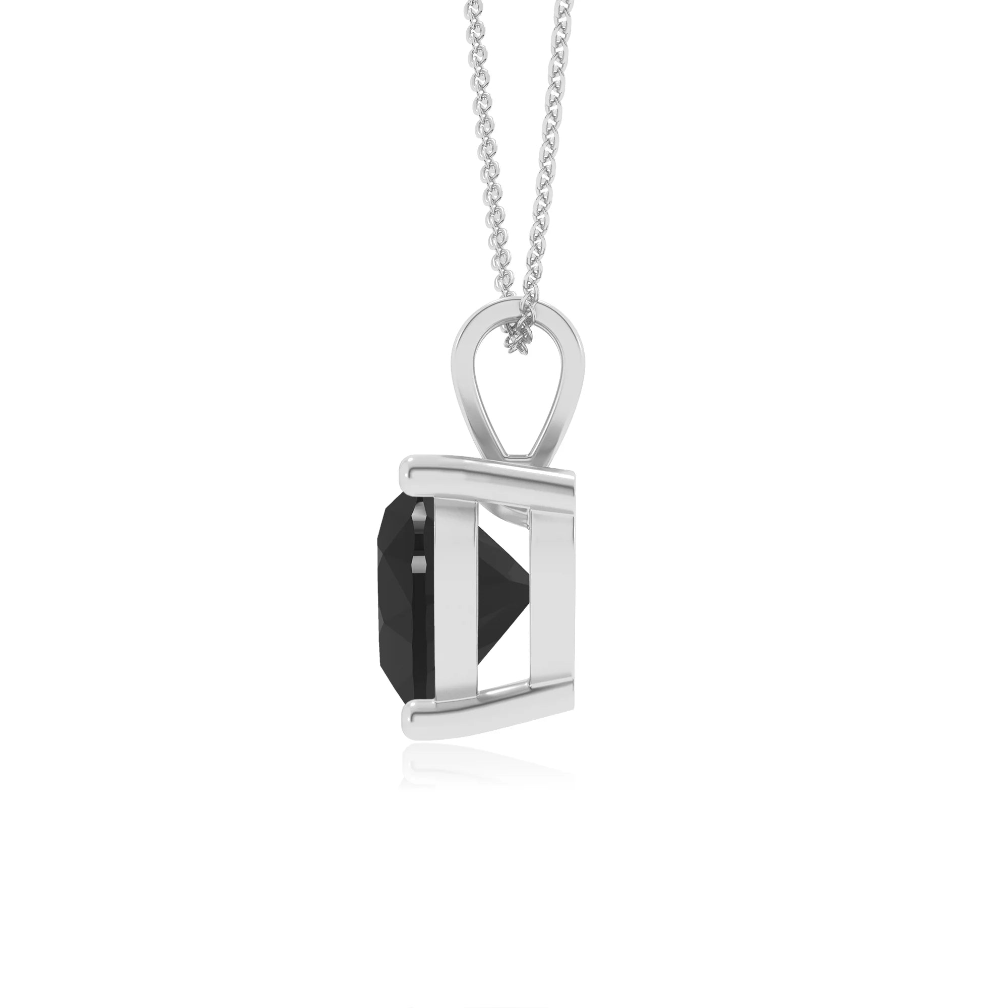 natural black-onyx heart solitaire v-bale necklaces in white gold 