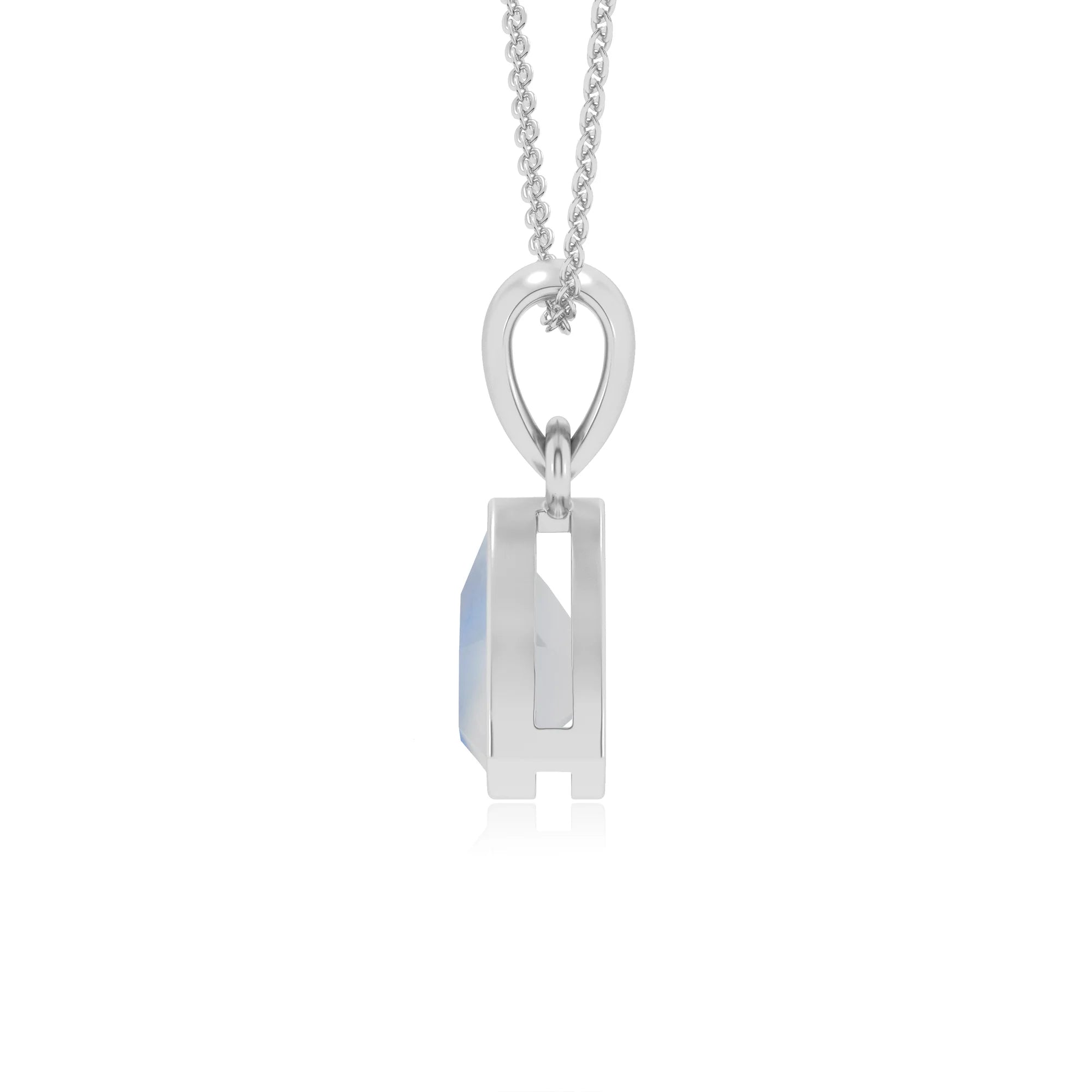 natural rainbow-moonstone trillion solitaire necklaces in sterling silver 